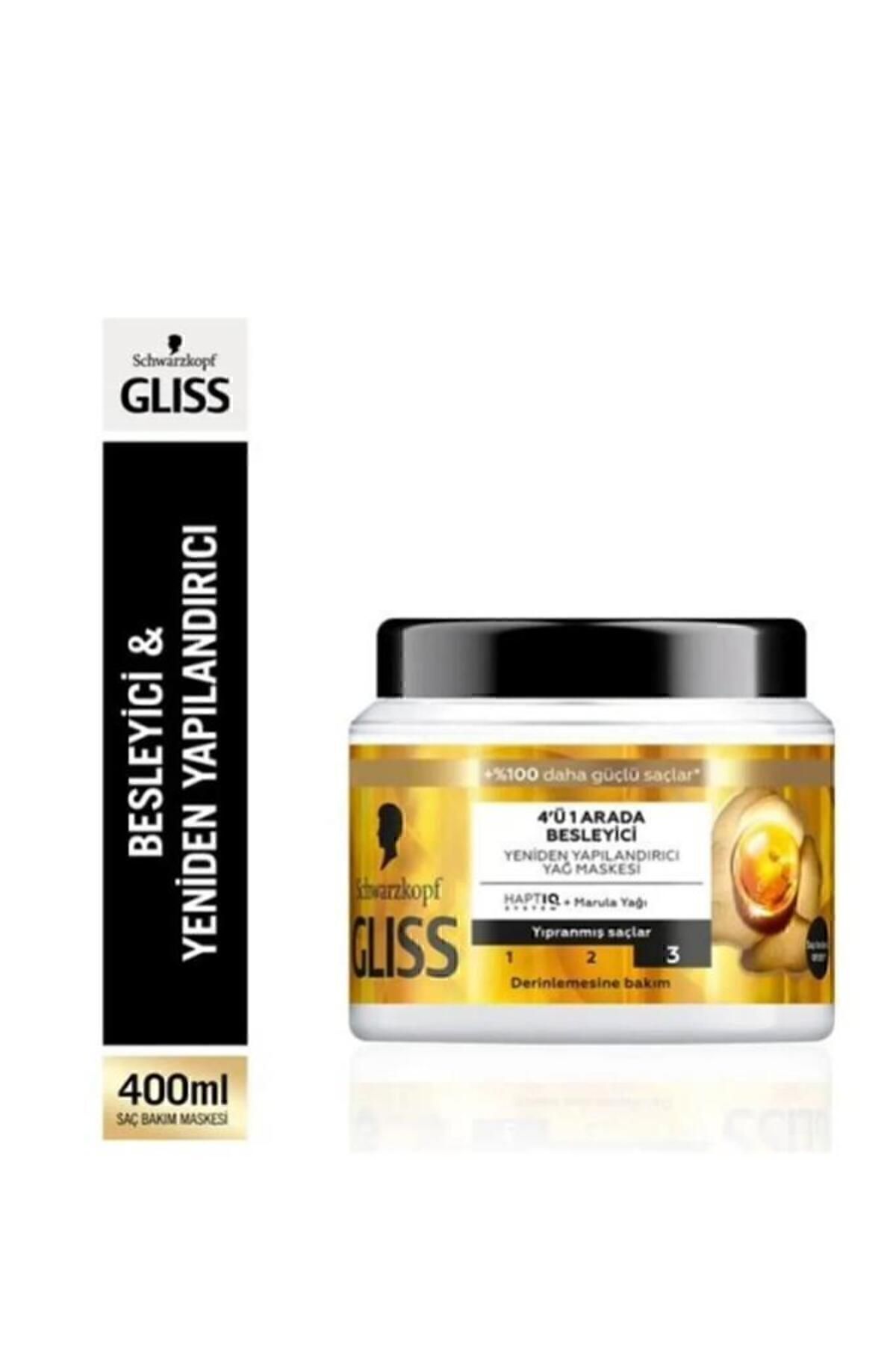 Gliss Oil Nutritive Omega 9 ve Marula Yağı içeren Besleyici Saç Bakım Maskesi 400 ml Yıpranmış Saçlar