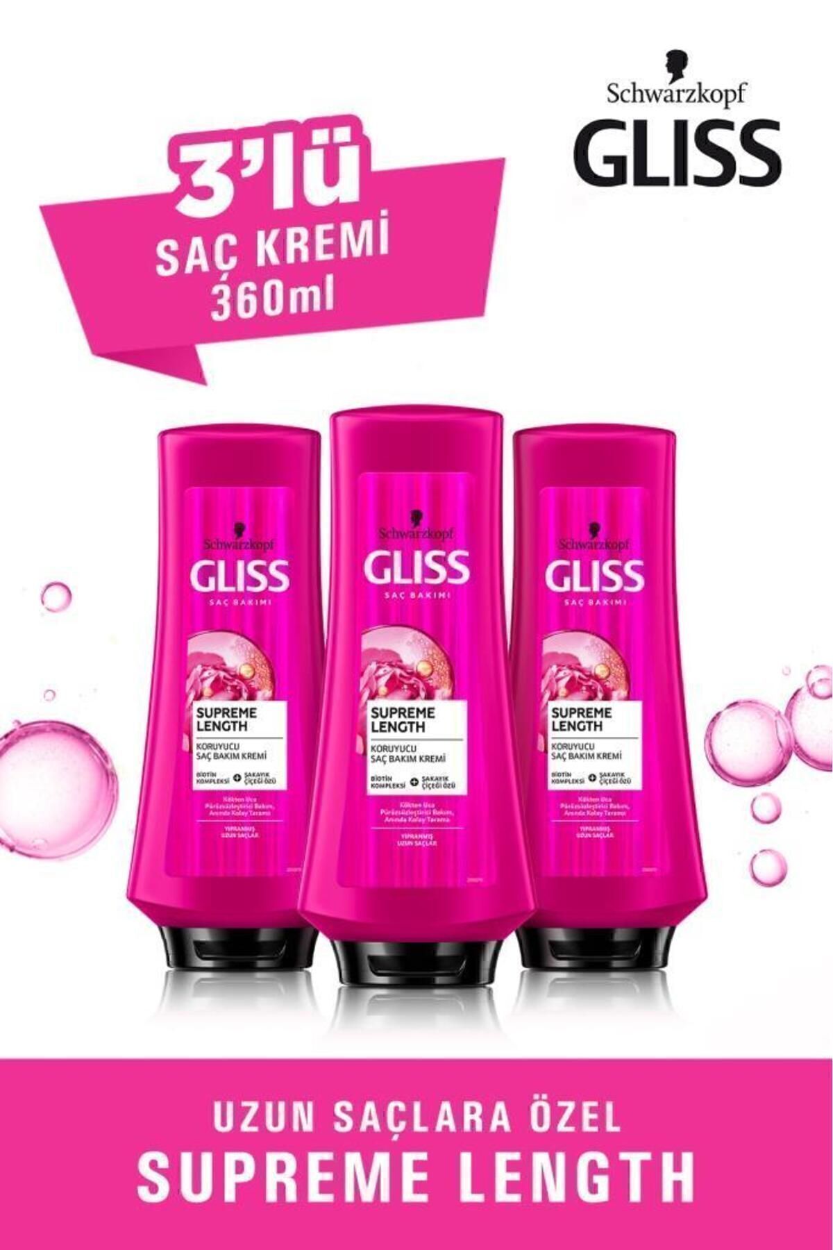 Gliss Supreme Length Uzun Saçlara Özel Saç Kremi 360 ml ml X 3 Adet