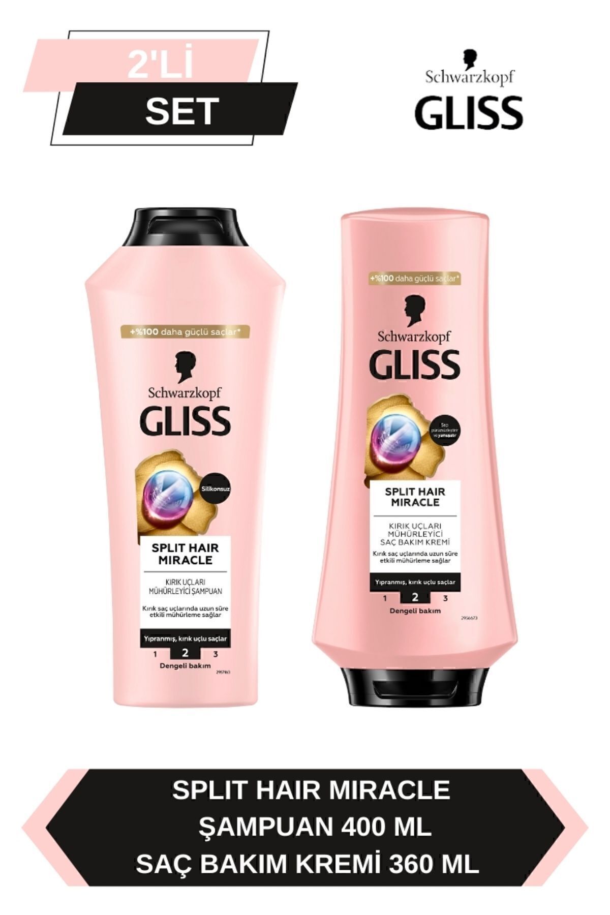 Gliss Split Hair Miracle Şampuan 400 Ml + Split Hair Miracle Saç Kremi 360 Ml