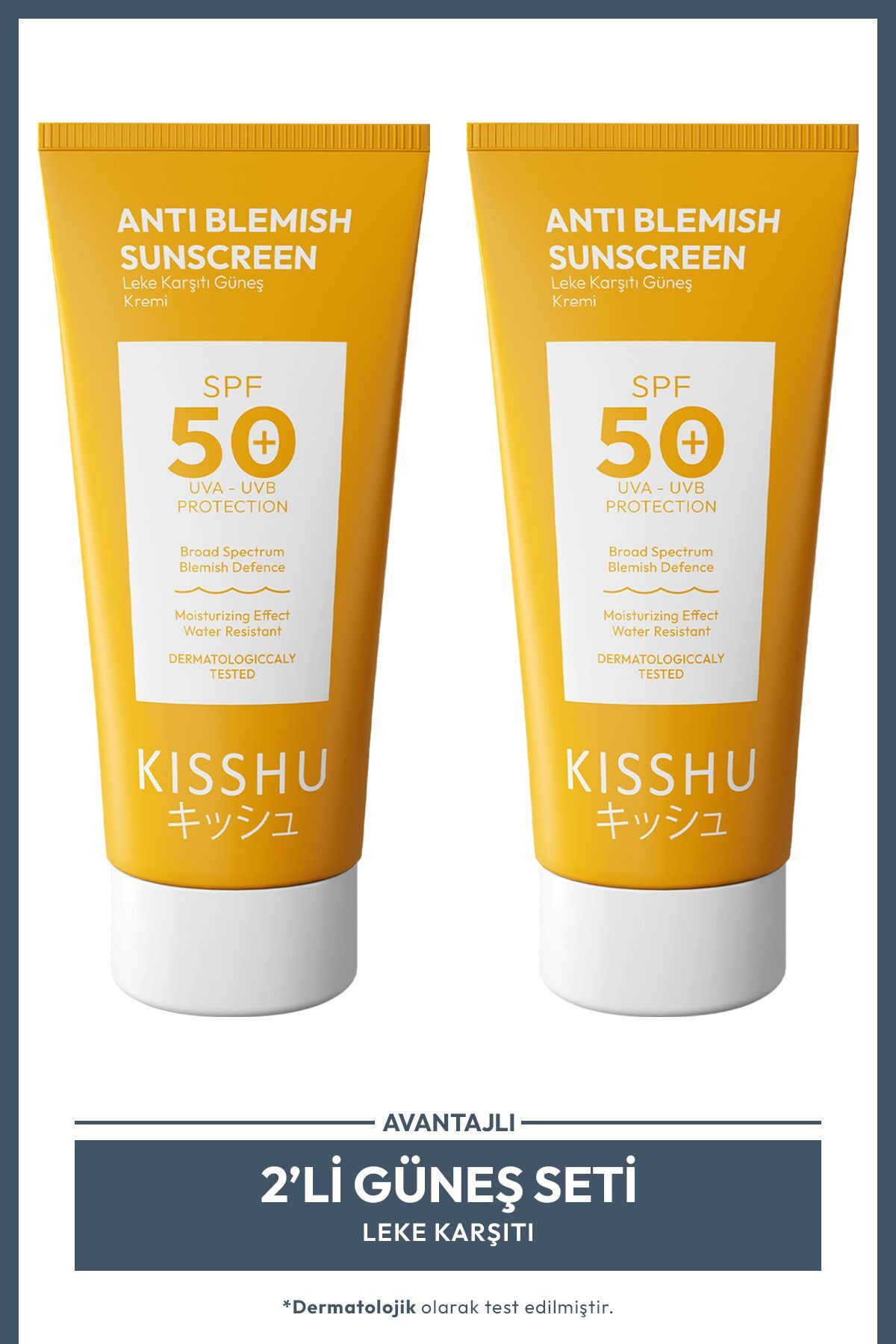 Kisshu 2’li Leke Karşıtı Tüm Ciltler İçin Yüksek Korumalı 50 Spf Güneş Kremi