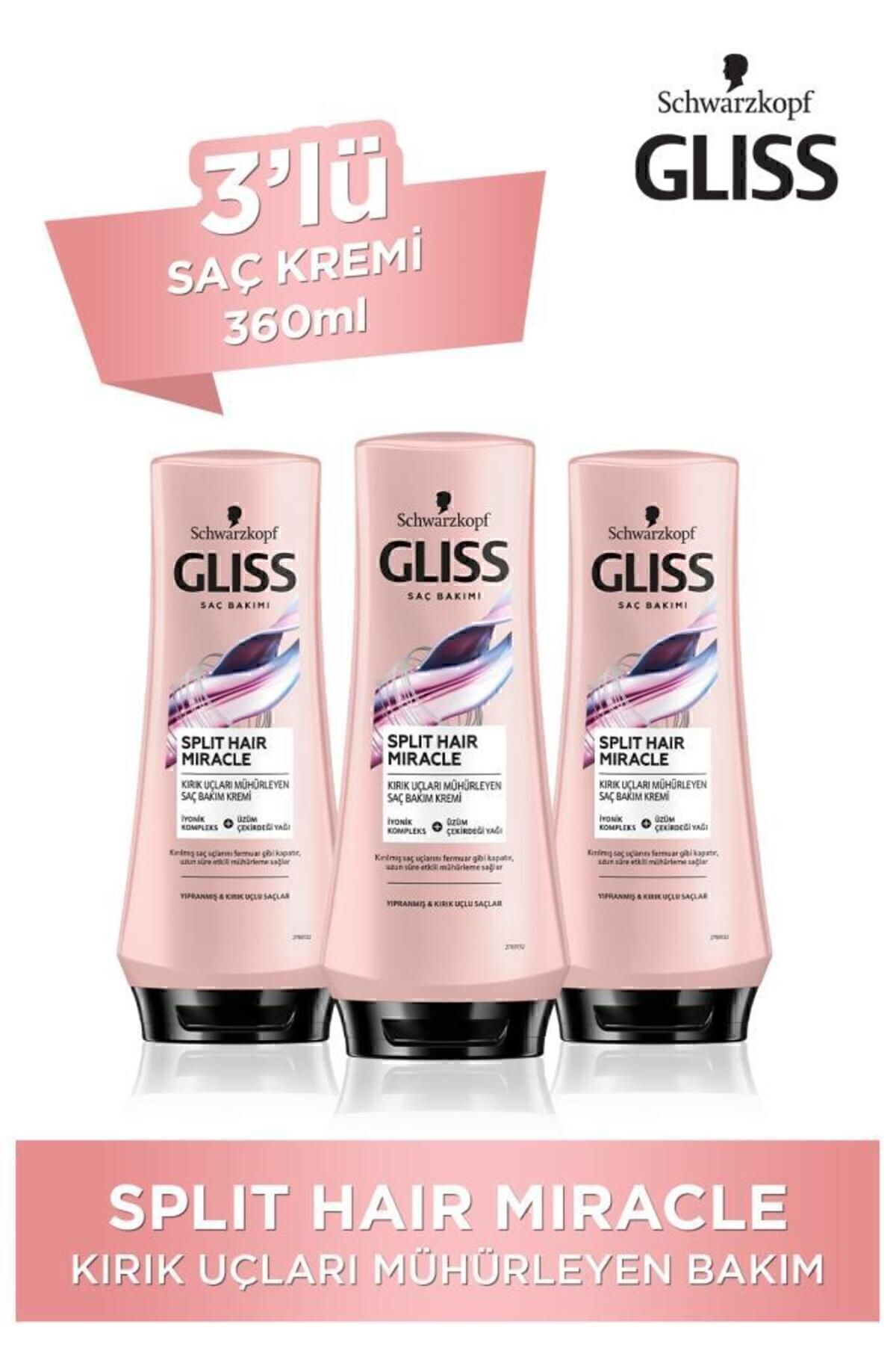 Gliss Split Hair Miracle Saç Kremi 360 ml X 3 Adet