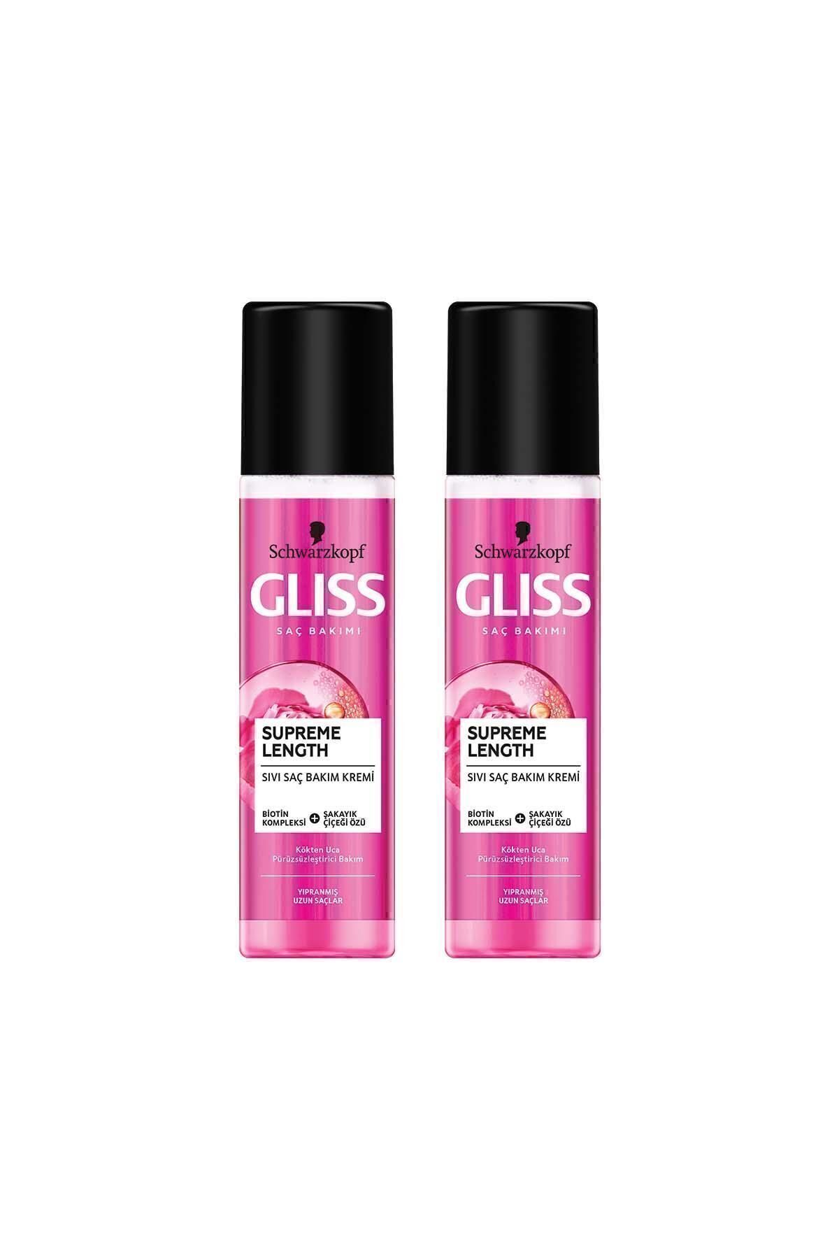 Gliss Supreme Length Uzun Saçlara Özel Durulanmayan Sıvı Saç Kremi 200 ml X 2 Adet
