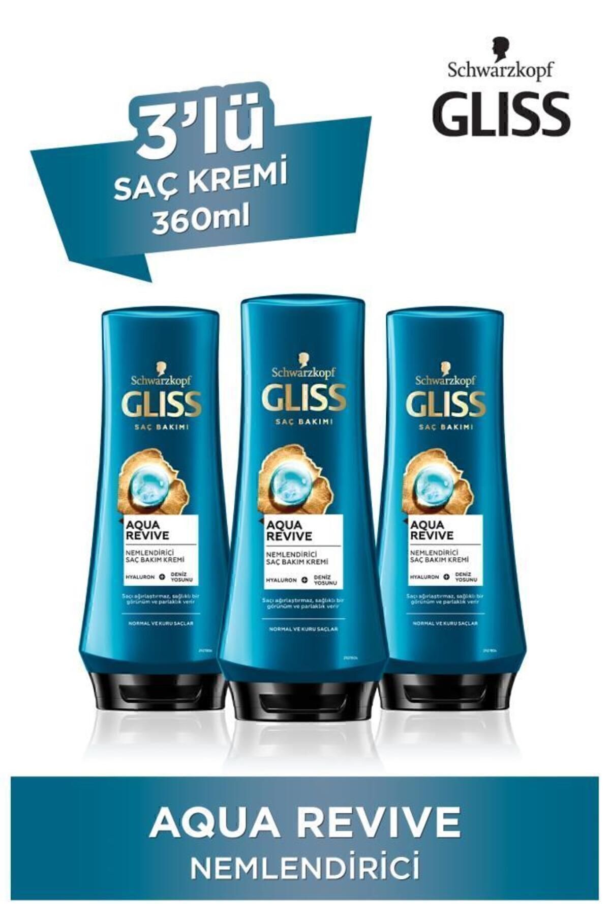 Gliss Aqua Revive Hyaluron Ve Deniz Yosunu Içeren Nemlendirici Saç Kremi 360 ml X 3 Adet