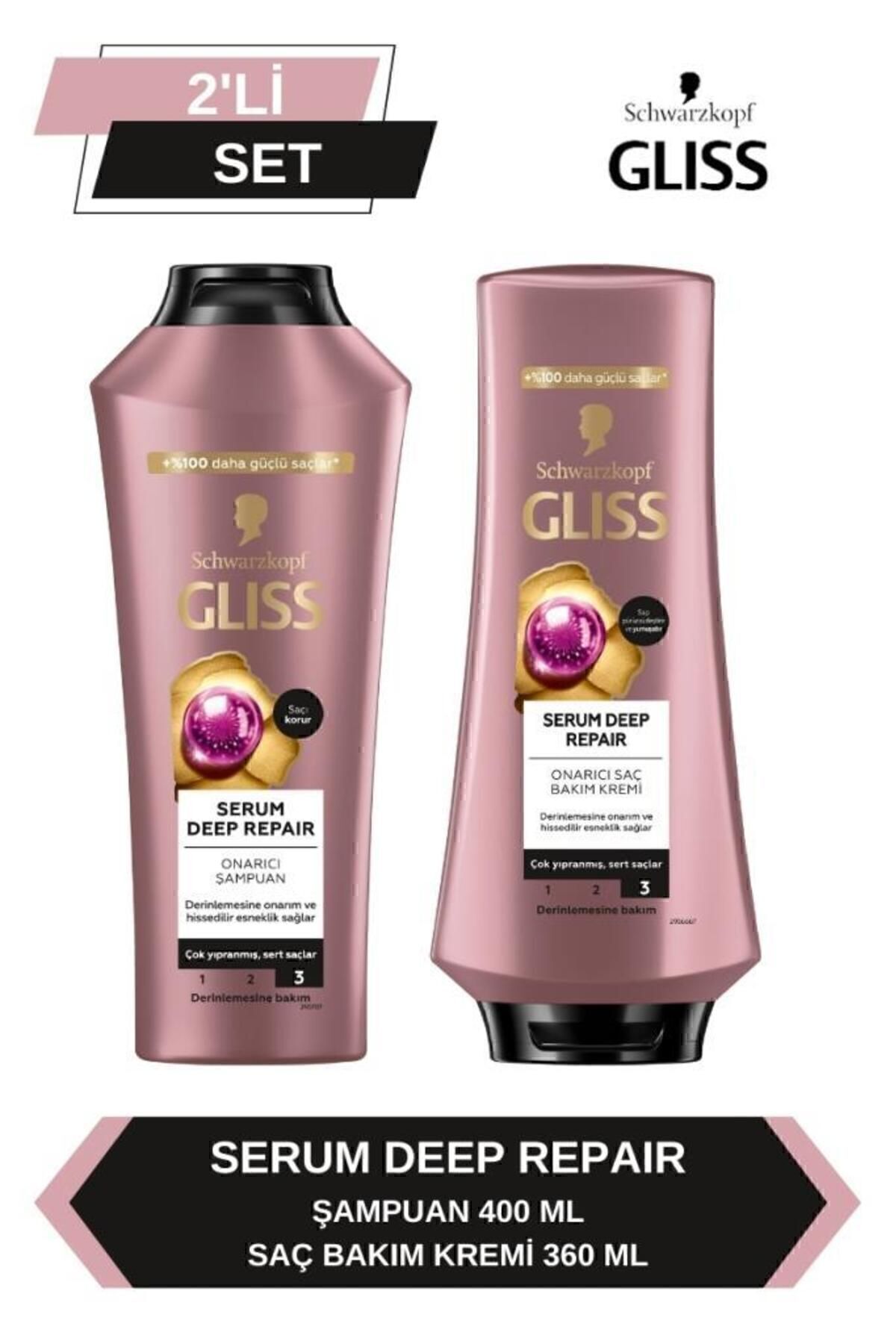 Gliss Serum Deep Repair Onarıcı Şampuan 400 ml ve Saç Kremi 360 ml