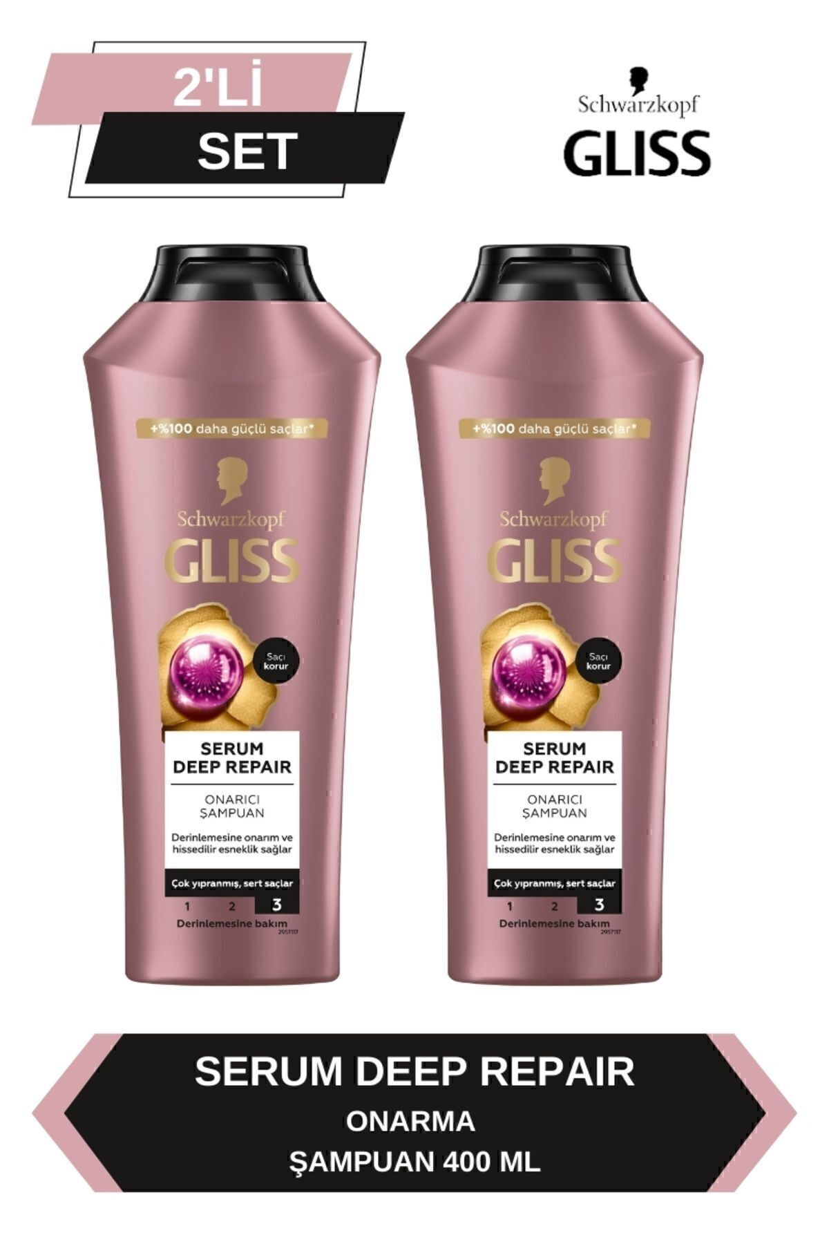 Gliss Serum Deep Repair Onarıcı Şampuan 400 ml x 2 Adet