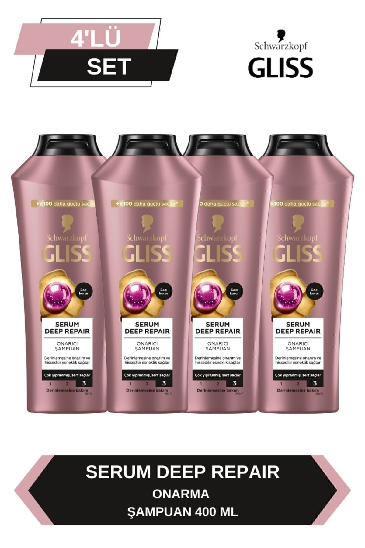 Gliss Serum Deep Repair Onarıcı Şampuan 400 ml x 4 Adet