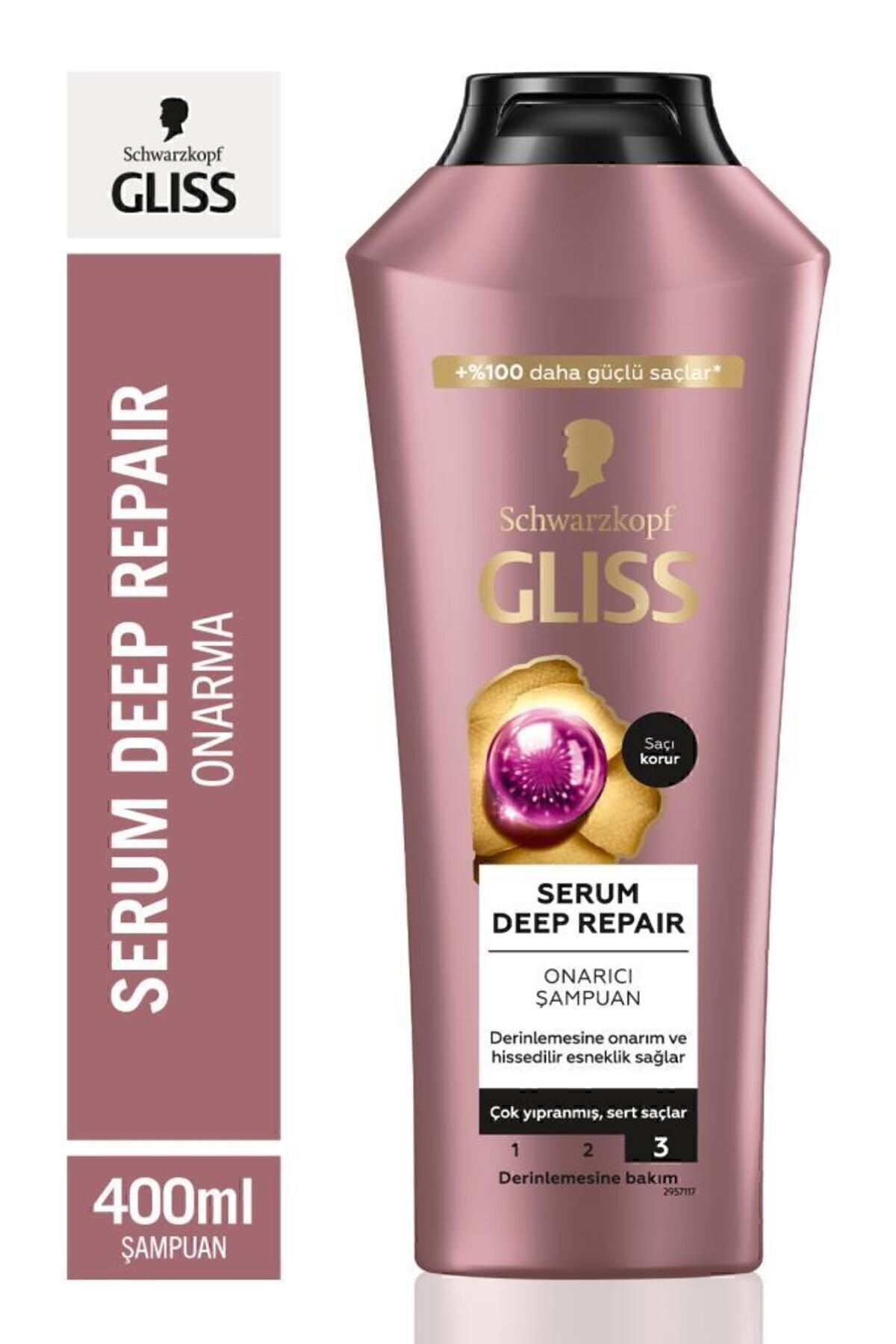 Gliss Serum Deep Repair Biotin Kompleksi & Şakayık Çiçeği Onarıcı Şampuan 400 ml Yıpranmış Sert Saçlar