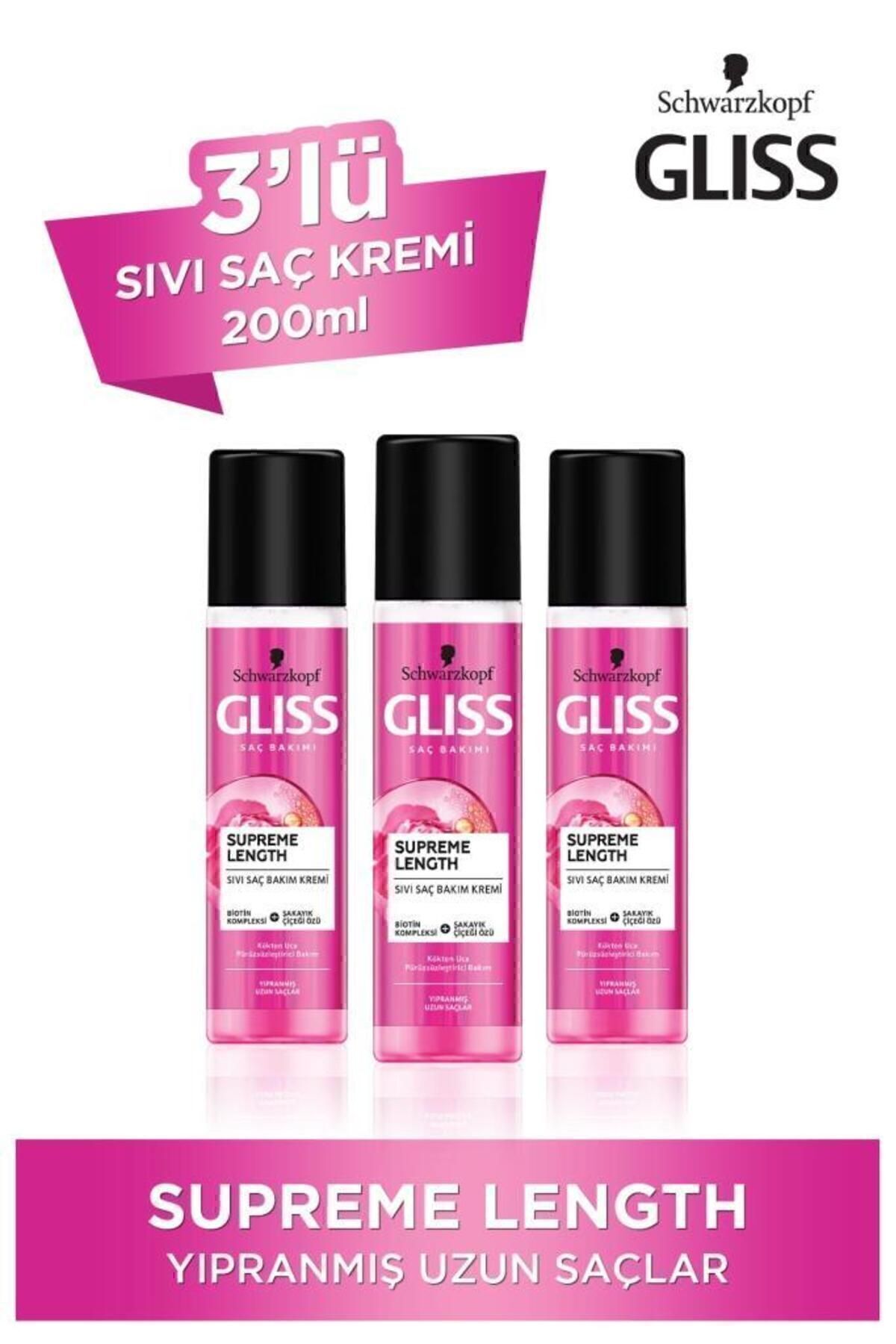 Gliss Supreme Length Sıvı Saç Kremi 200 Ml X 3 Adet
