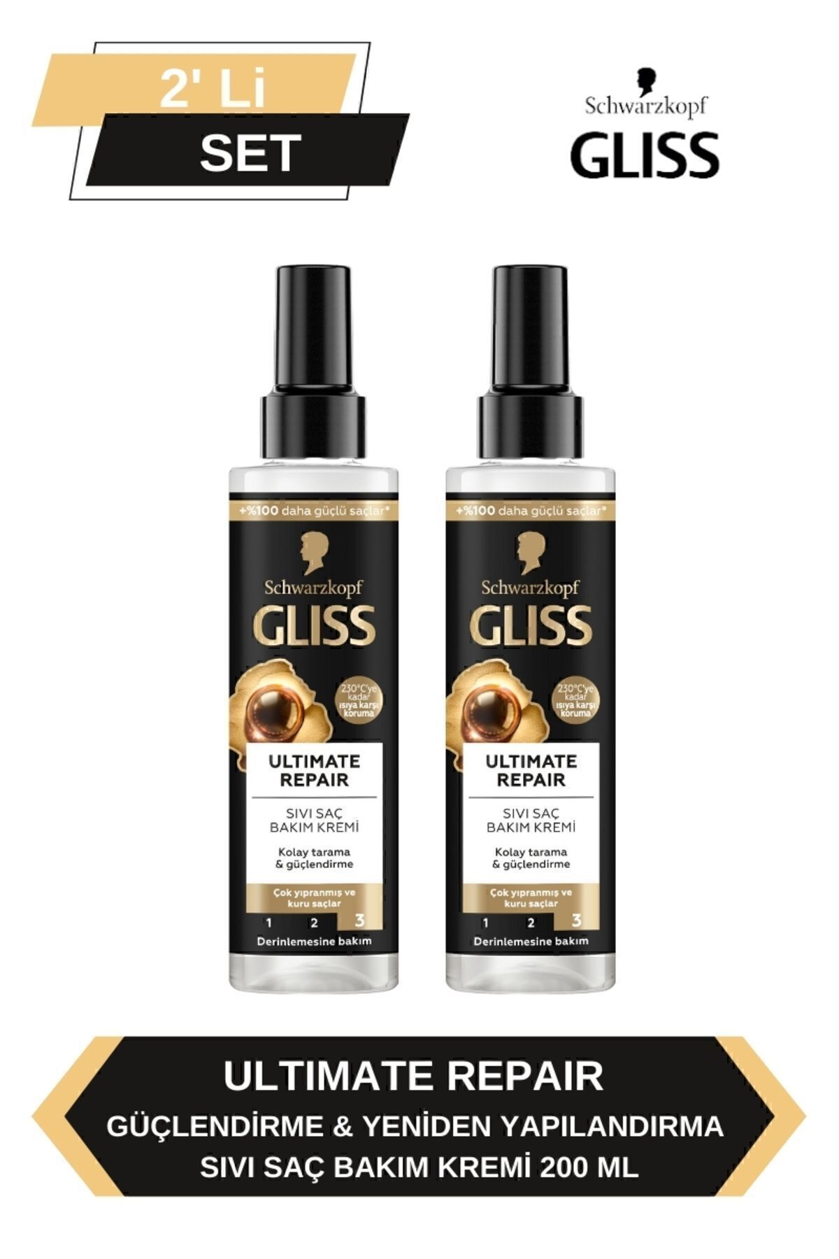 Gliss Ultimate Repair Sıvı Saç Kremi 200ml x 2'li Set