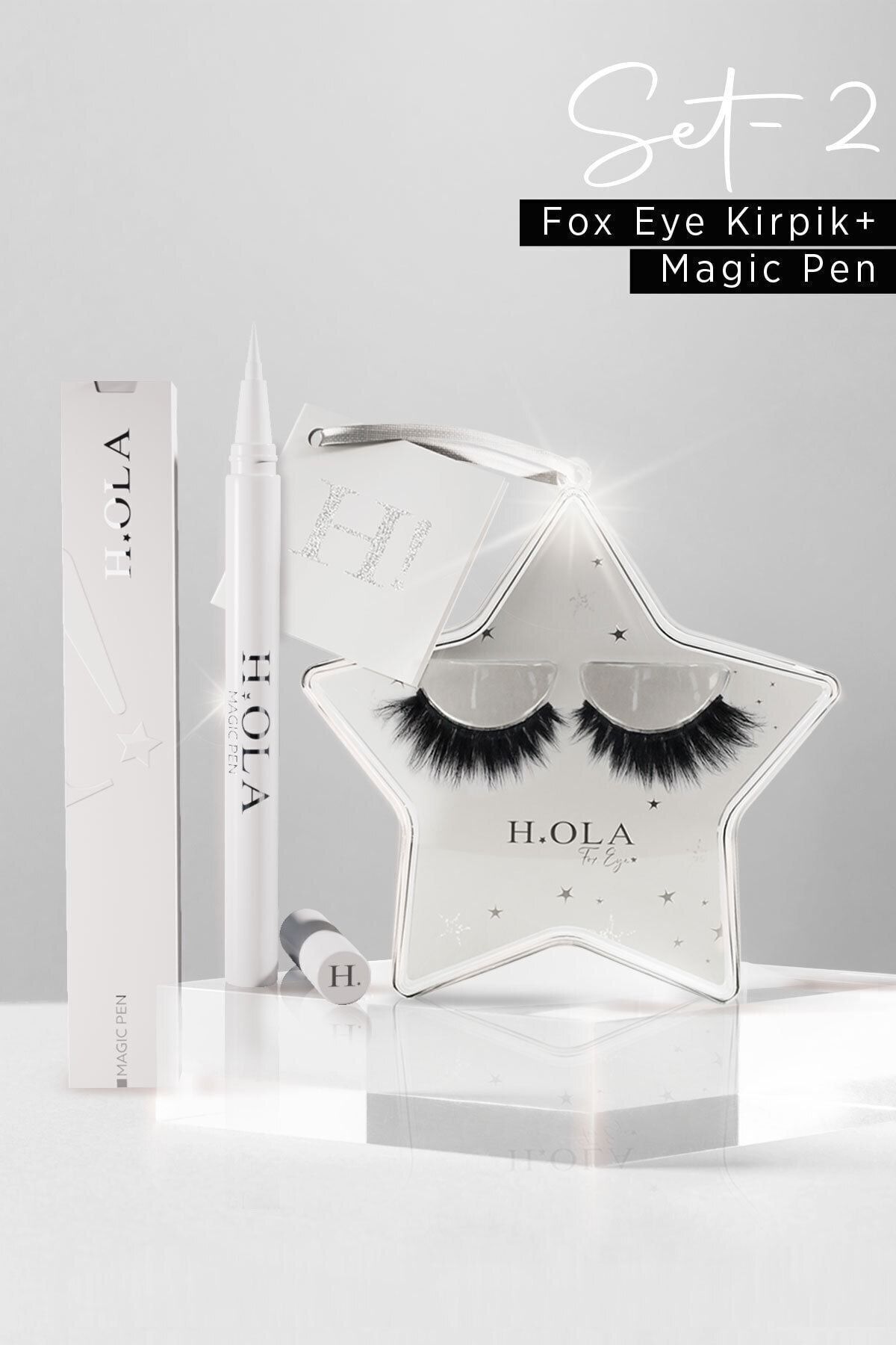 Hola Cosmetic Şeffaf Eyeliner (magic Pen) + Fox Eye Kirpik (yoğun Model)