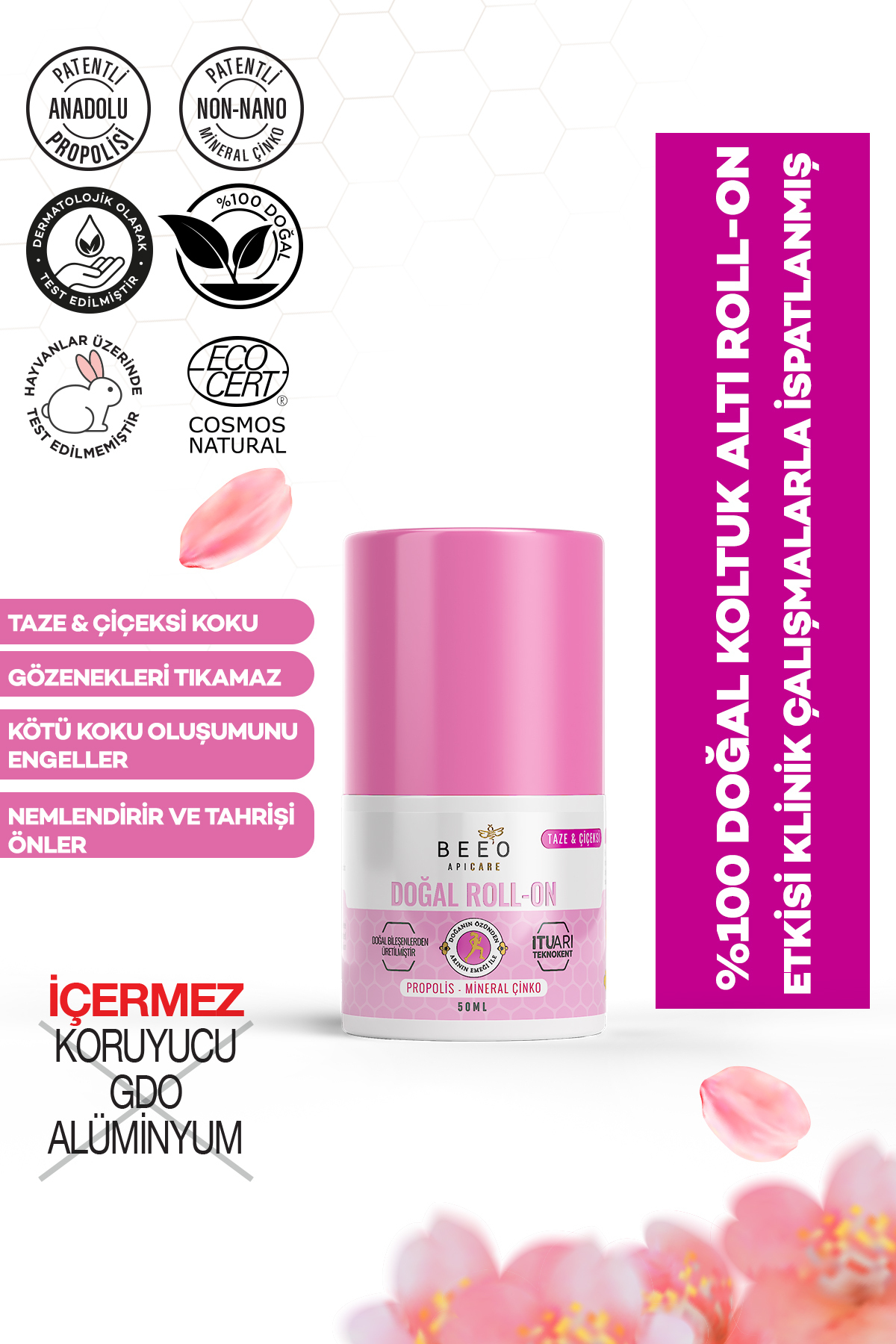 BEE'O Propolisli Doğal Roll-On (Kadın) 50 ml