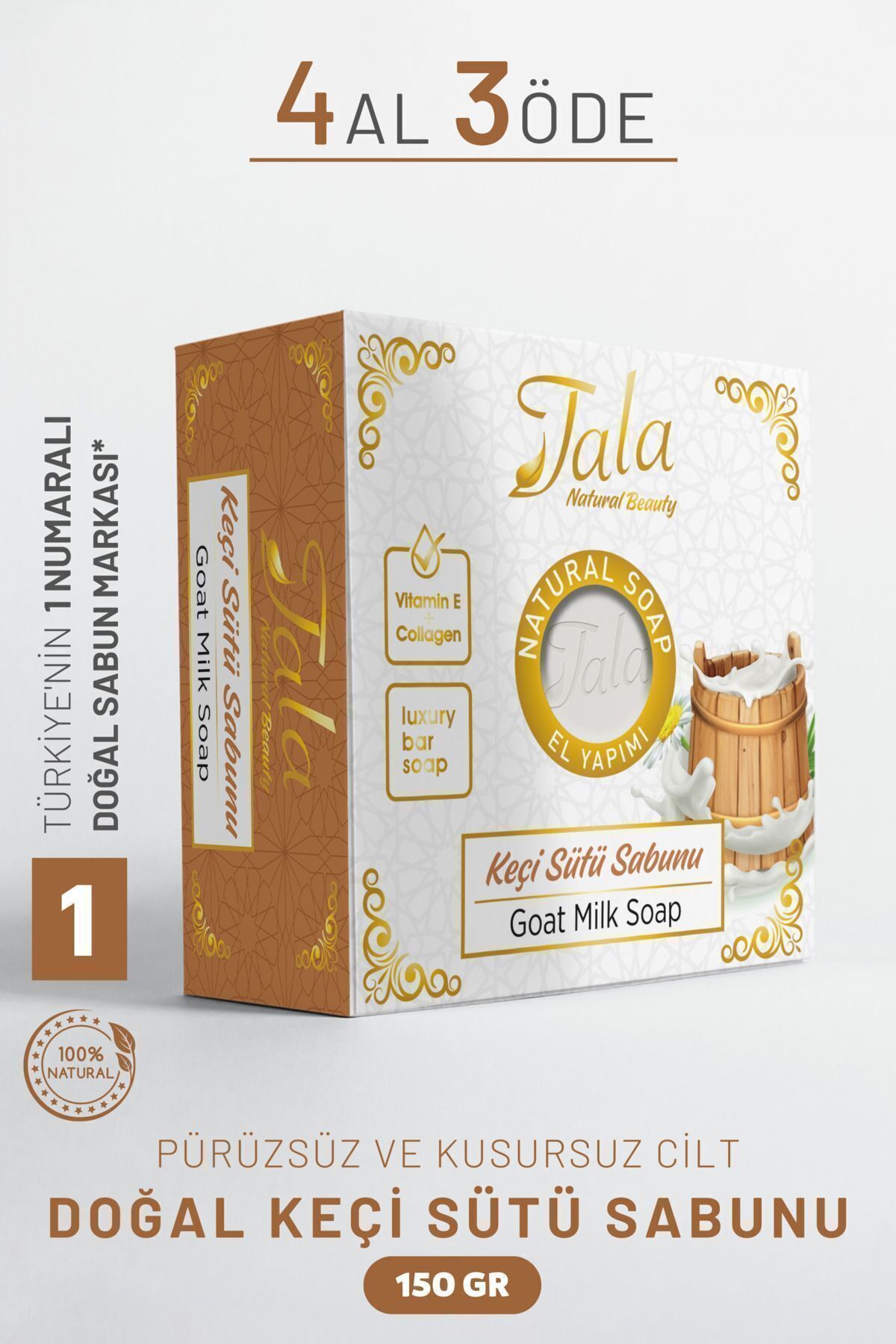 Tala Keçi Sütü Sabunu Cilt Arındırıcı, Besleyici ve Yumuşatıcı Doğal Keçi Sütlü Sabun Sabun 150 Gr