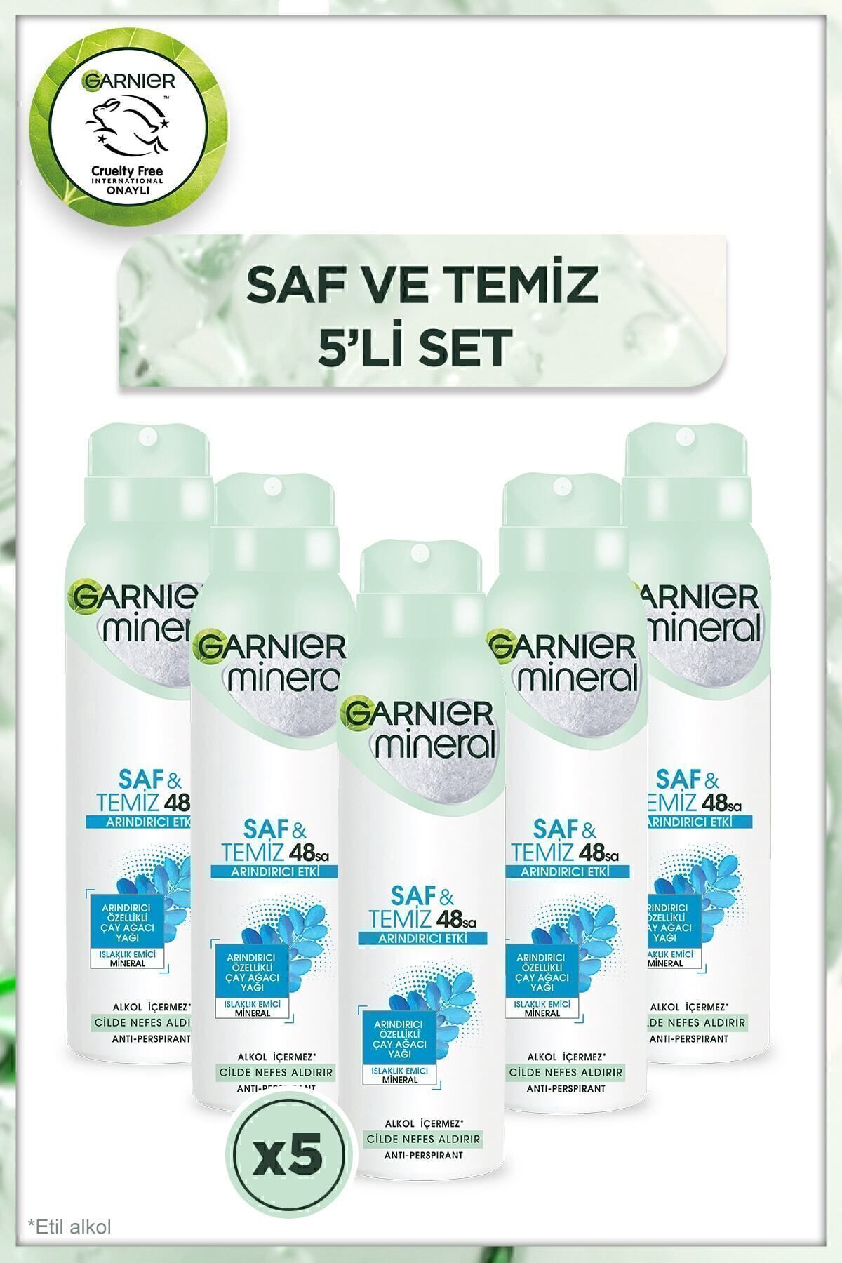Garnier Mineral Saf&Temiz Sprey Deodorant 5'li Set Duş Lifi Hediyeli