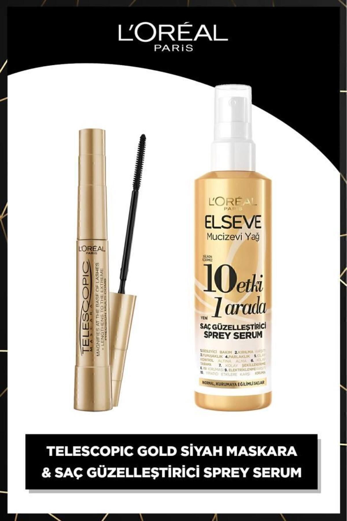 L'Oreal Paris Telescopic Maskara & Mucizevi Yağ 10 Etki 1 Arada Saç Güzelleştirici Sprey Serum 150ml