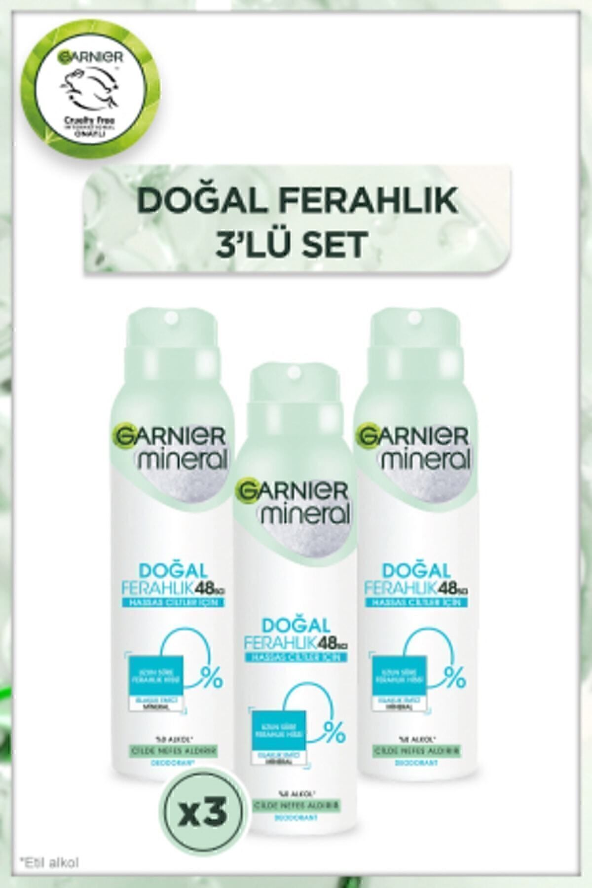 Garnier Mineral Doğal Ferahlık Sprey Deodorant 150ml 3'lü Set