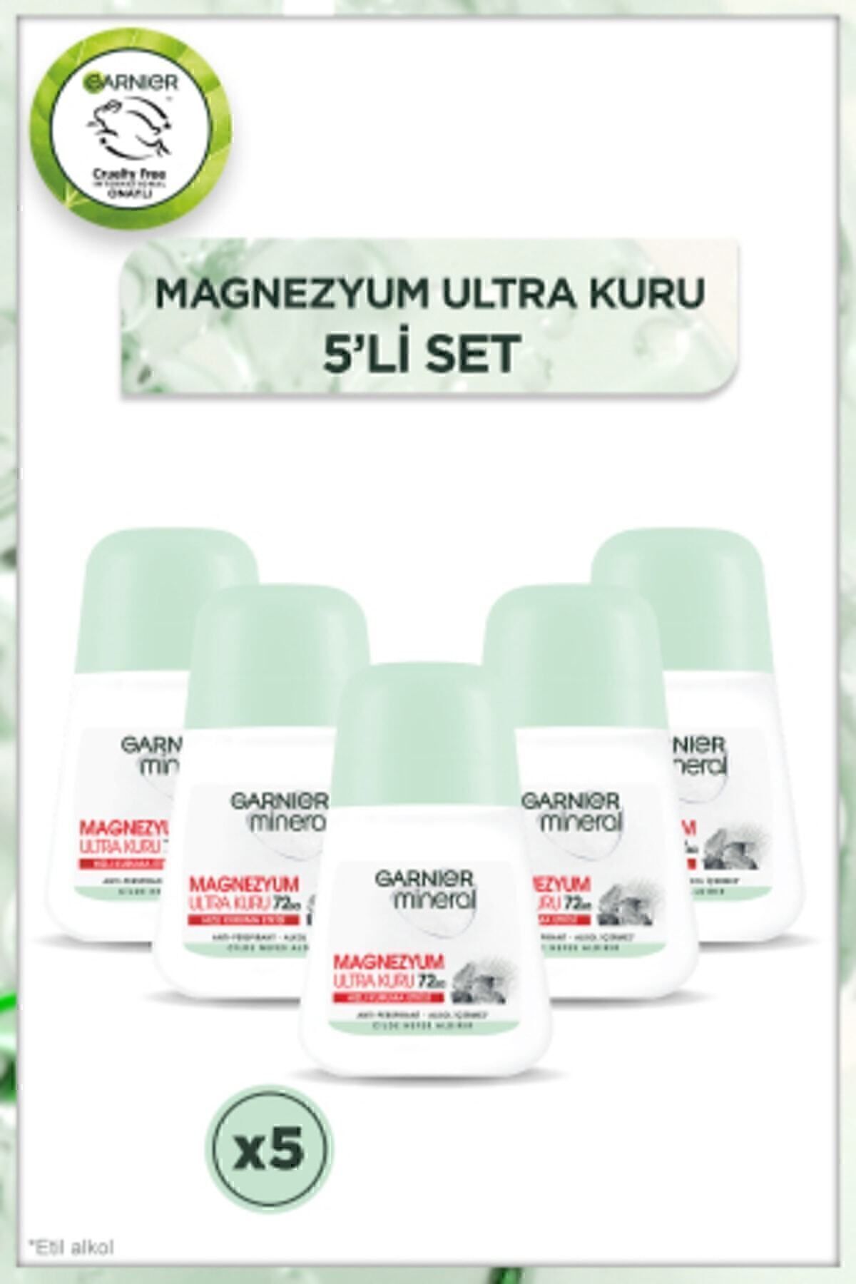 Garnier Mineral Magnezyum Ultra Kuru Roll-On Deodorant Seti x5, 72 Saat Etkili