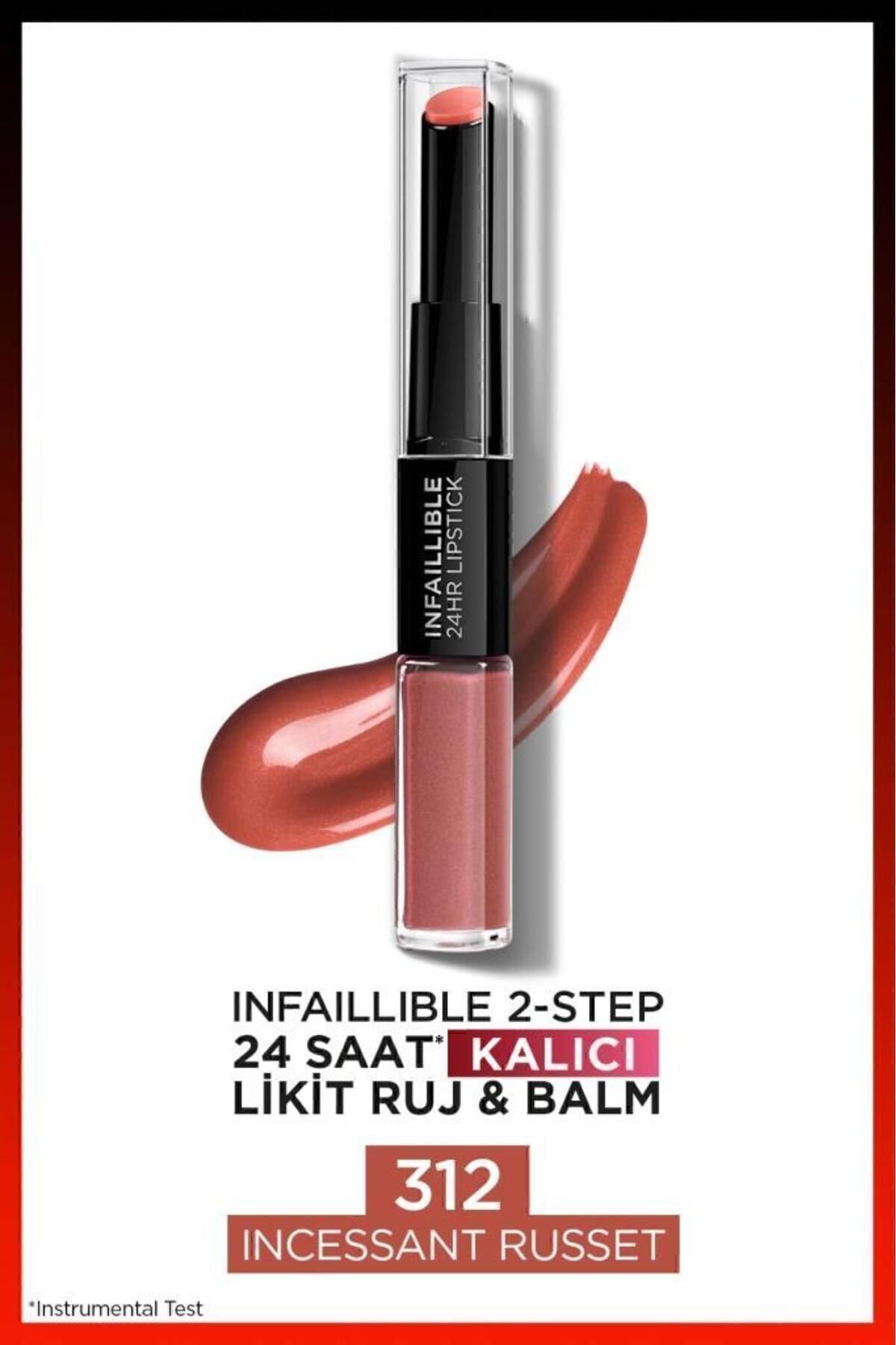 L'Oreal Paris Infaillible 2-step 24 Saat Kalıcı Likit Ruj & Balm - 312 Incessant Russet