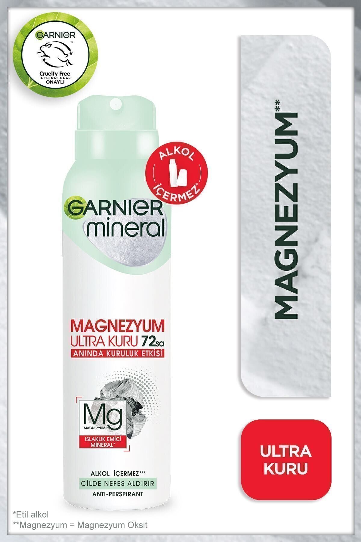 Garnier Mineral Magnezyum Ultra Kuru Sprey Deodorant, 72 Saat Etkili