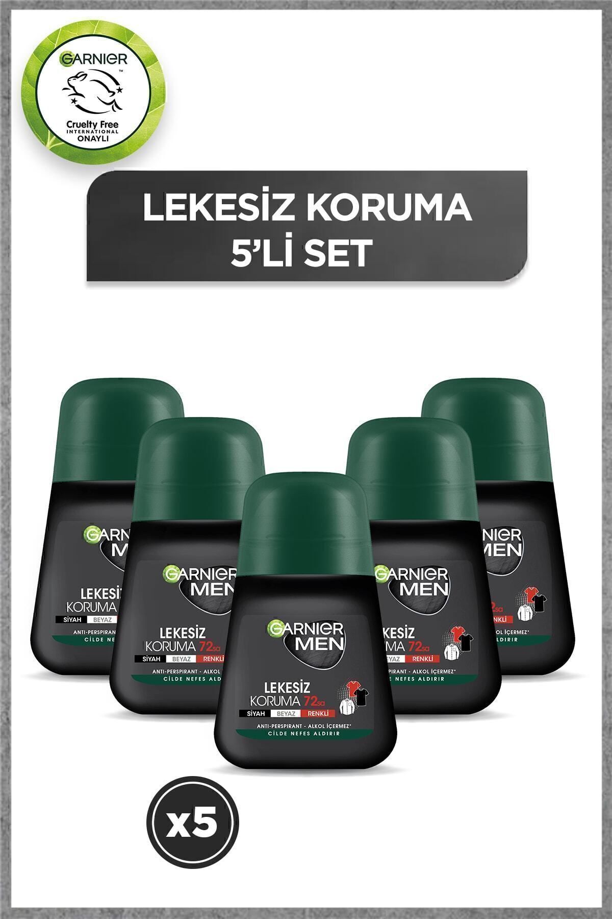 Garnier 5'li Men Lekesiz Koruma Roll-on Deodorant Seti