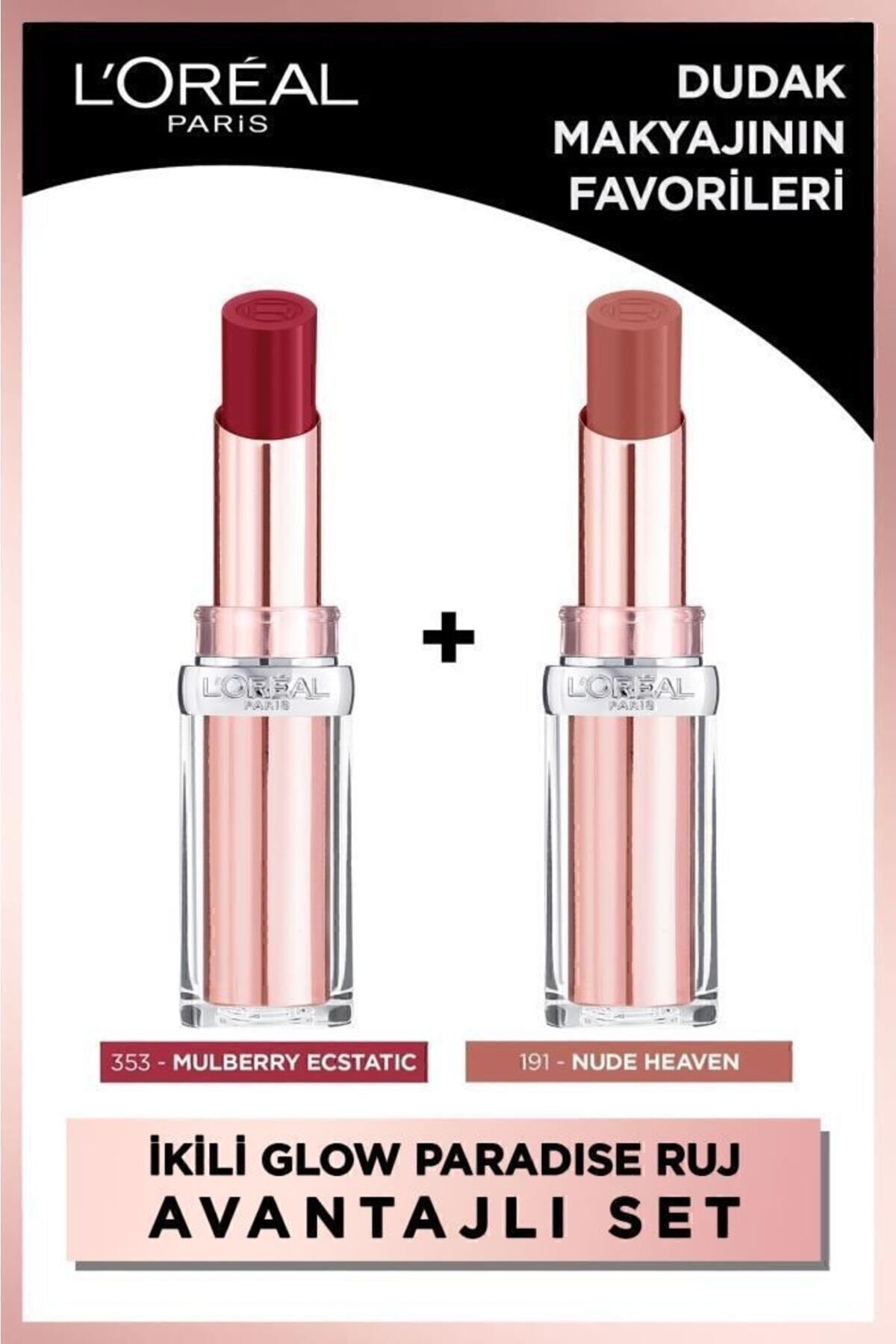 L'Oreal Paris Glow Paradise Balm-in-lipstick Işıltı Veren Ruj 2li Set - 353 Mulberry Ecstatic & 191 Nude Heaven