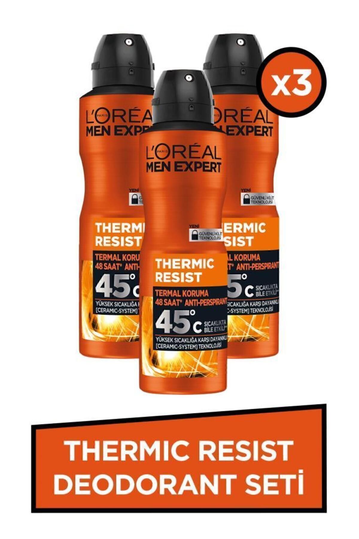 L'Oreal Paris Thermic Resist Anti Perspirant Yüksek Sıcaklıkta Etkili Erkek Sprey Deodorant 150ml 3'lü Set