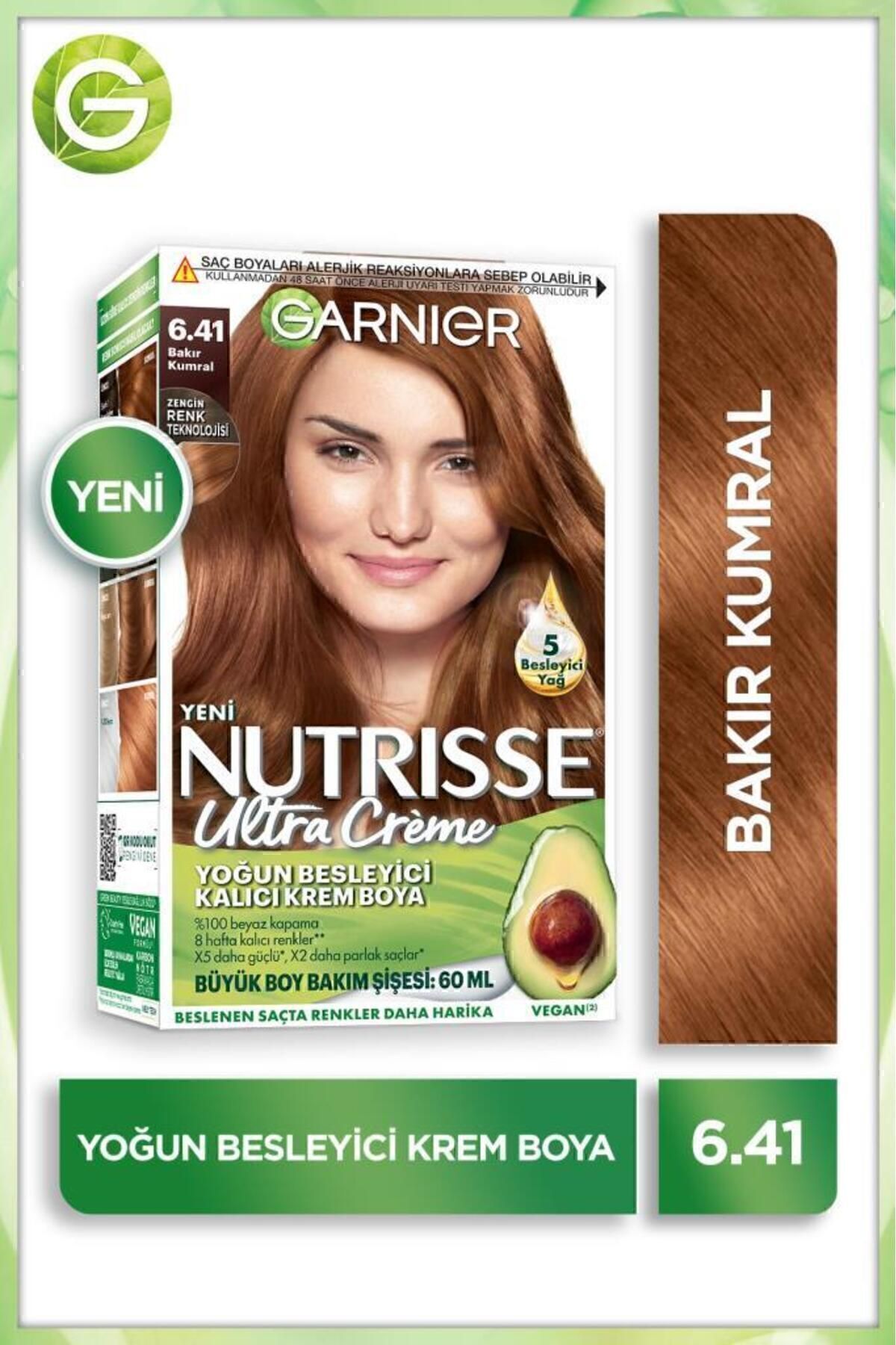 Garnier Nutrisse Yoğun Besleyici Kalıcı Krem Saç Boyası 6.41 Bakır Kumral