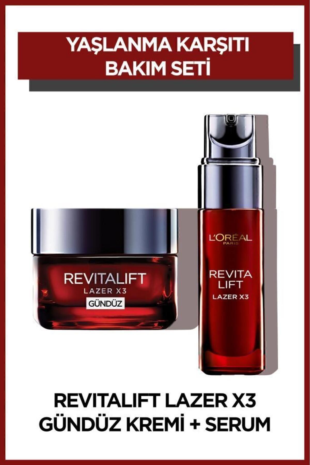 L'Oreal Paris Yaşlanma Karşıtı Revitalift Laser X3 Cilt Serumu 30 ml Gündüz Kremi 50 ml