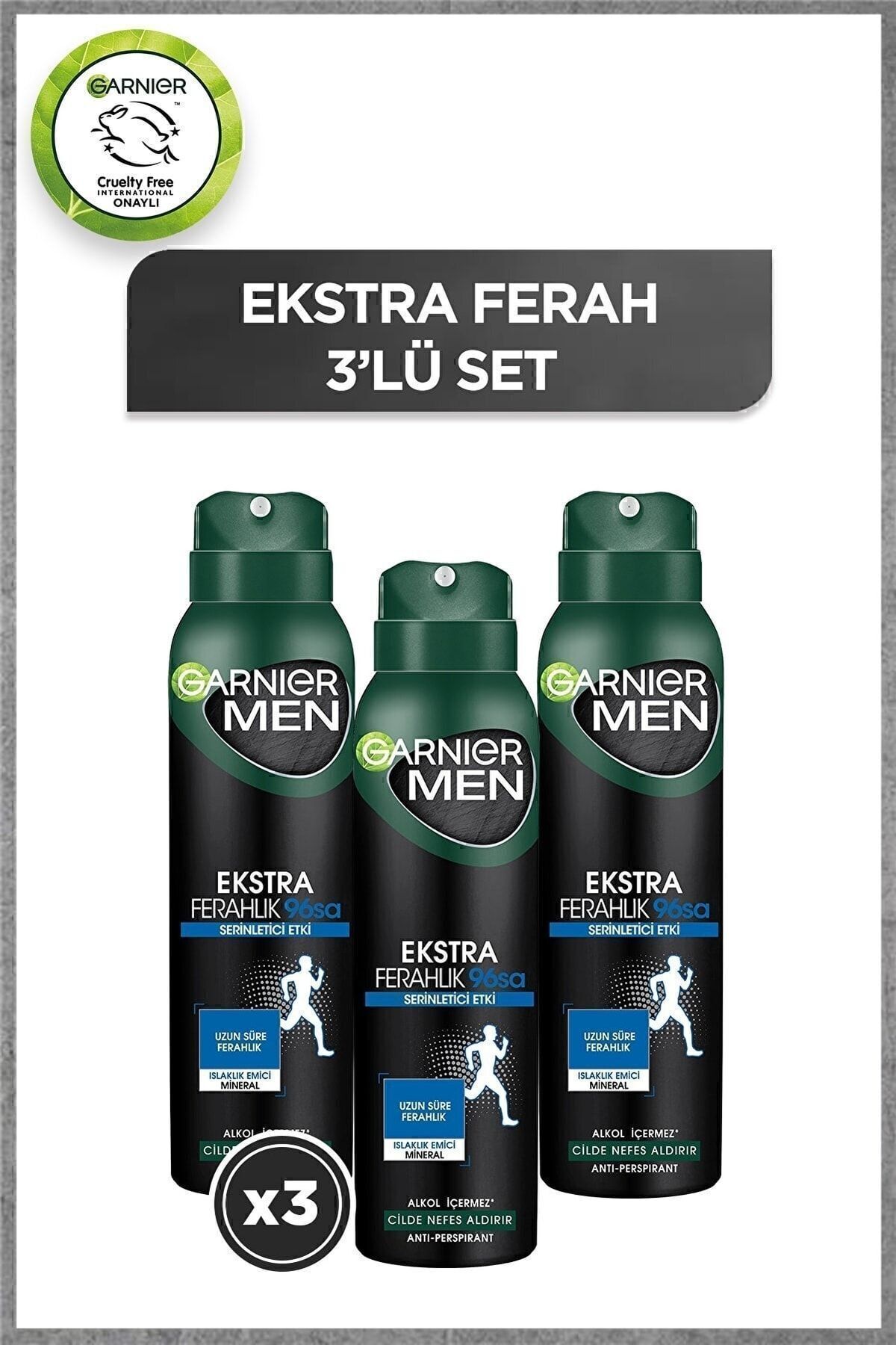 Garnier 3'lü Men Ekstra Ferahlık Aerosol Seti-cilde Nefes Aldırır,alkol Içermez