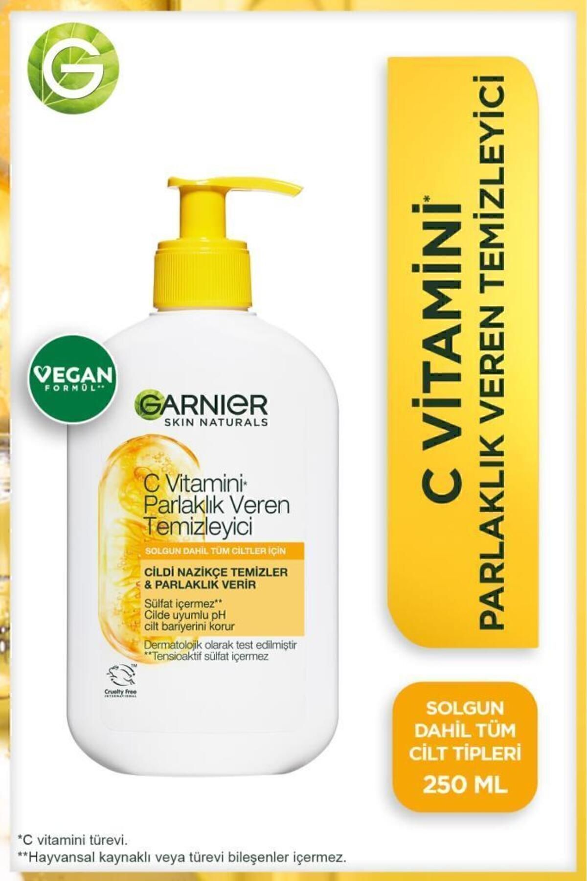 Garnier C Vitamini Parlaklık Veren Temizleyici 250 ML (C Vitamini + Salisilik Asit, Gliserin), Vegan