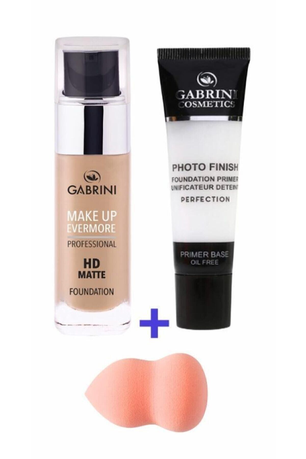 Gabrini Hd Matte Fondöten 01 & Photo Finish Primer & Fondöten Sünğeri