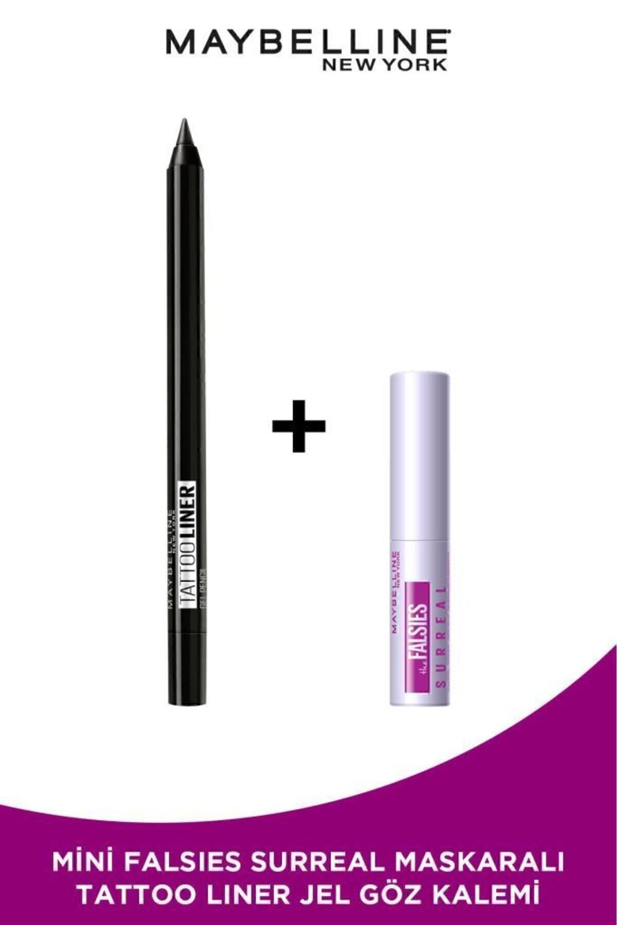 Maybelline New York Tattoo Liner Jel Göz Kalemi - 900 Deep Onyx (Siyah) & Mini Falsies Surreal Maskara 4.7 ML