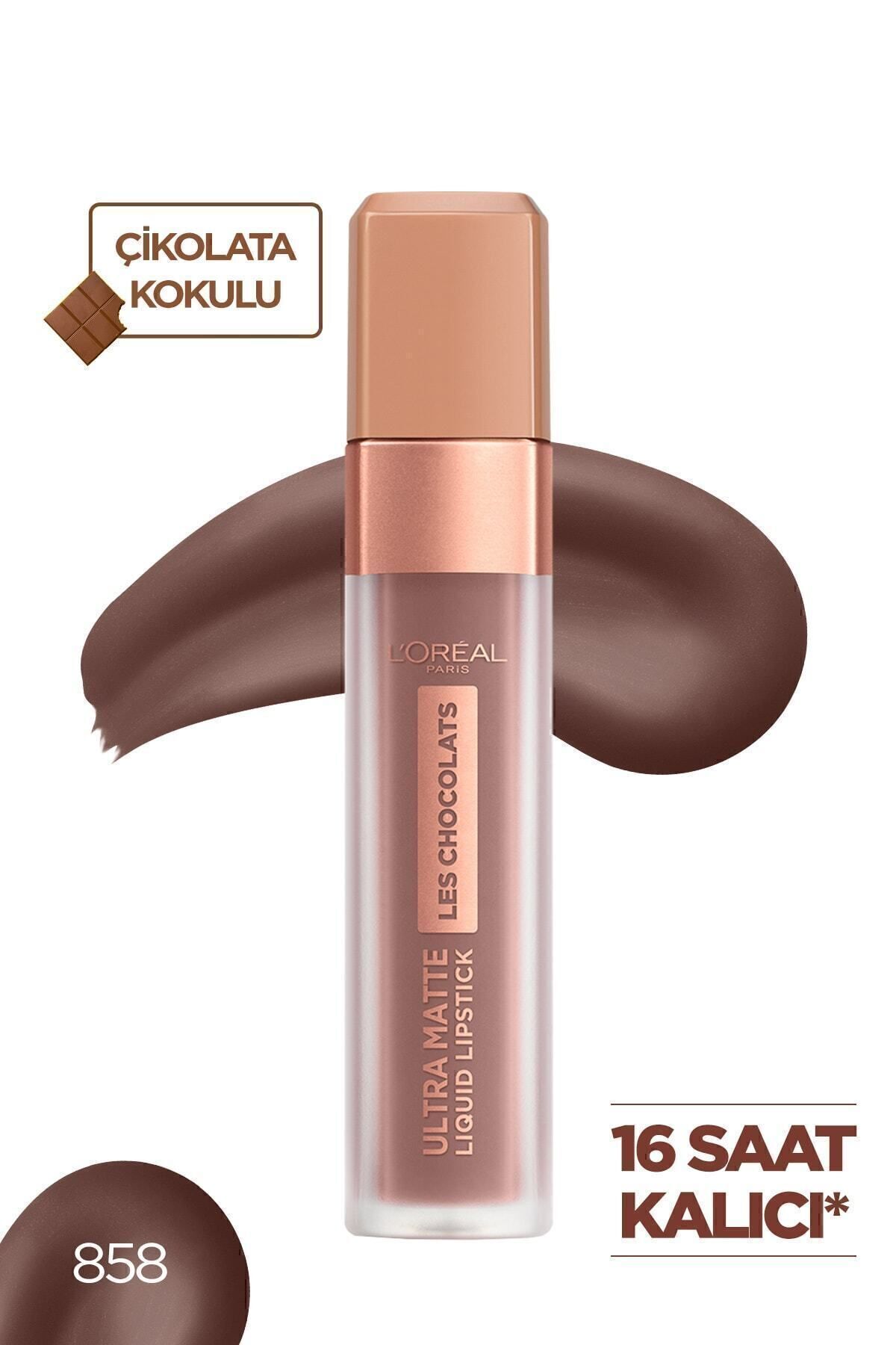 L'Oreal Paris Likit Mat Ruj - Les Chocolats Ultra Matte Liquid Lipstick 858 Oh My Choc!