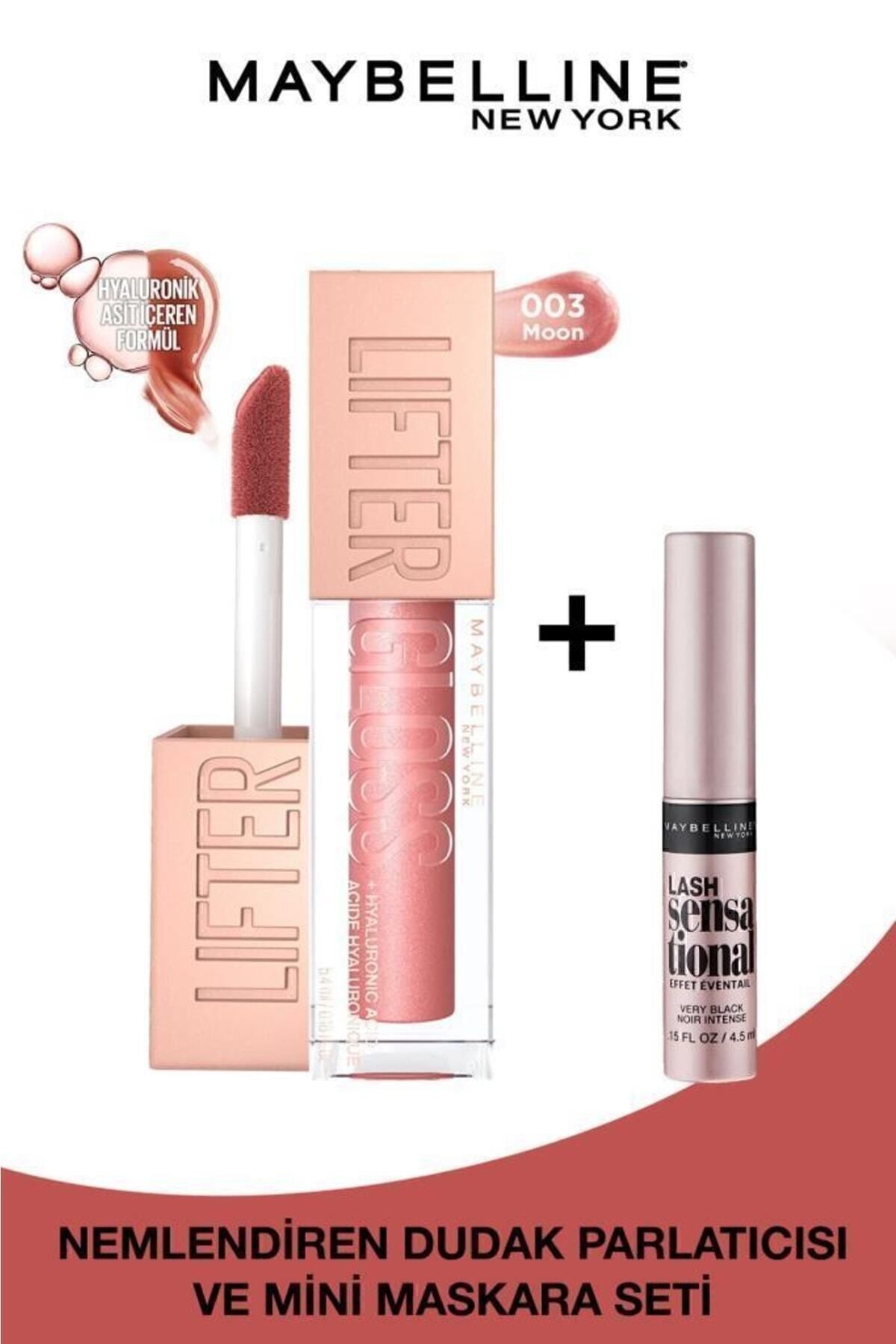 Maybelline New York Lifter Gloss Nemlendirici Dudak Parlatıcısı 003 Moon & Mini Lash Sensational Maskara Seti