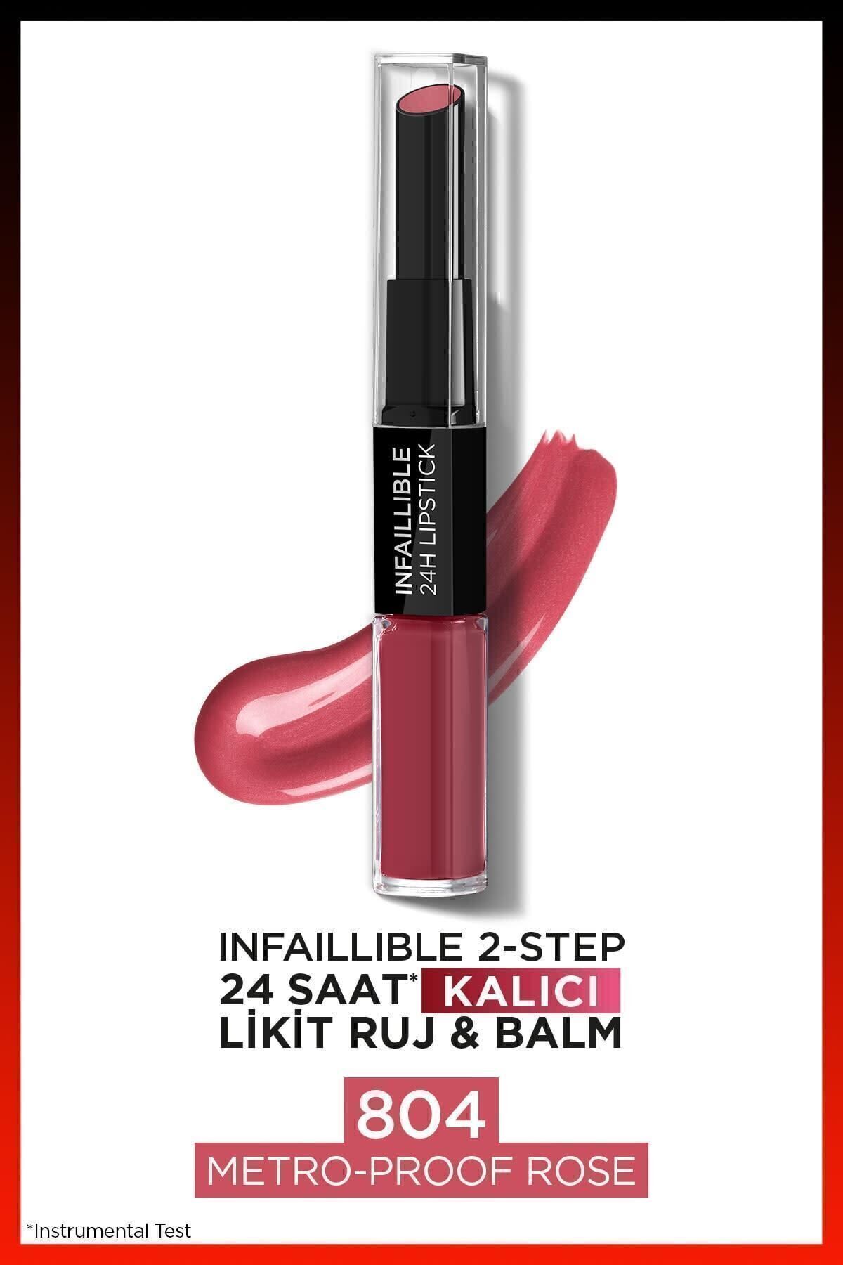 L'Oreal Paris L'oréal Paris Infaillible 2-step 24 Saat Kalıcı Likit Ruj & Balm - 804 Metro-proof Rose