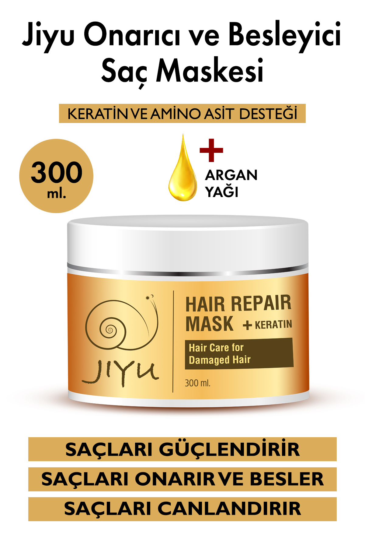 JIYU Yıpranmış Saçlar Için Onarıcı Ve Besleyici Keratin Saç Bakım Maskesi 300 Ml.