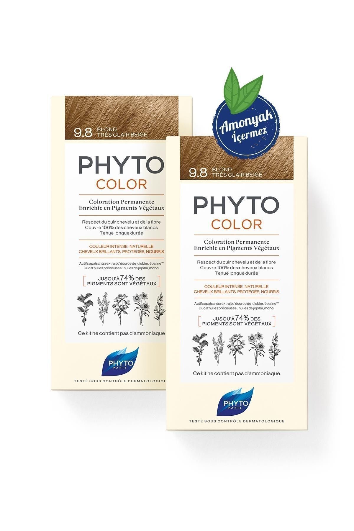 Phytocolor 9.8 Açık Sarı Bej Amonyaksız Kalıcı Bitkisel Saç Boyası İkili Avantaj Set