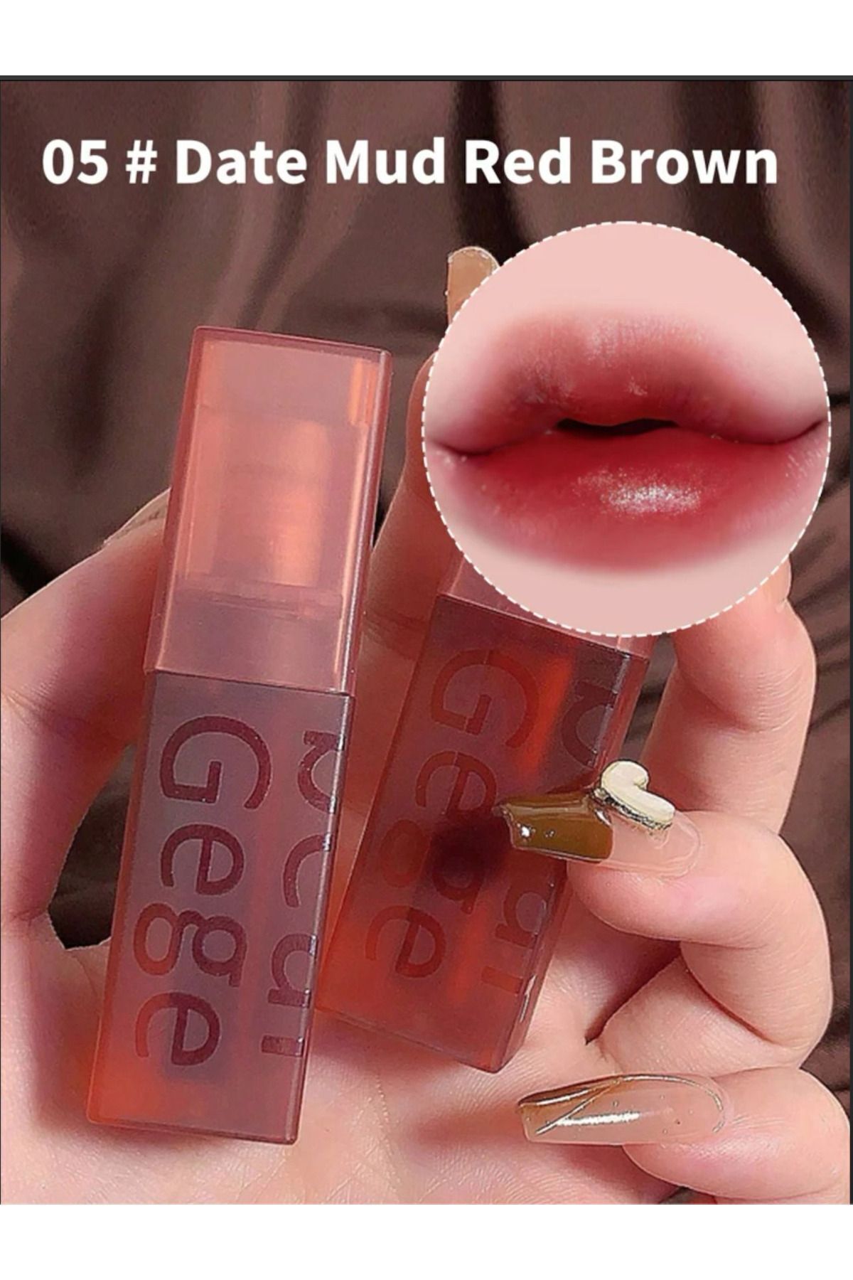 Gege Bear Velvet lip glaze, Lip gloss-tint, Uzun süre kalıcı yumuşak sürümlü dudak parlatıcısı, 3,5g