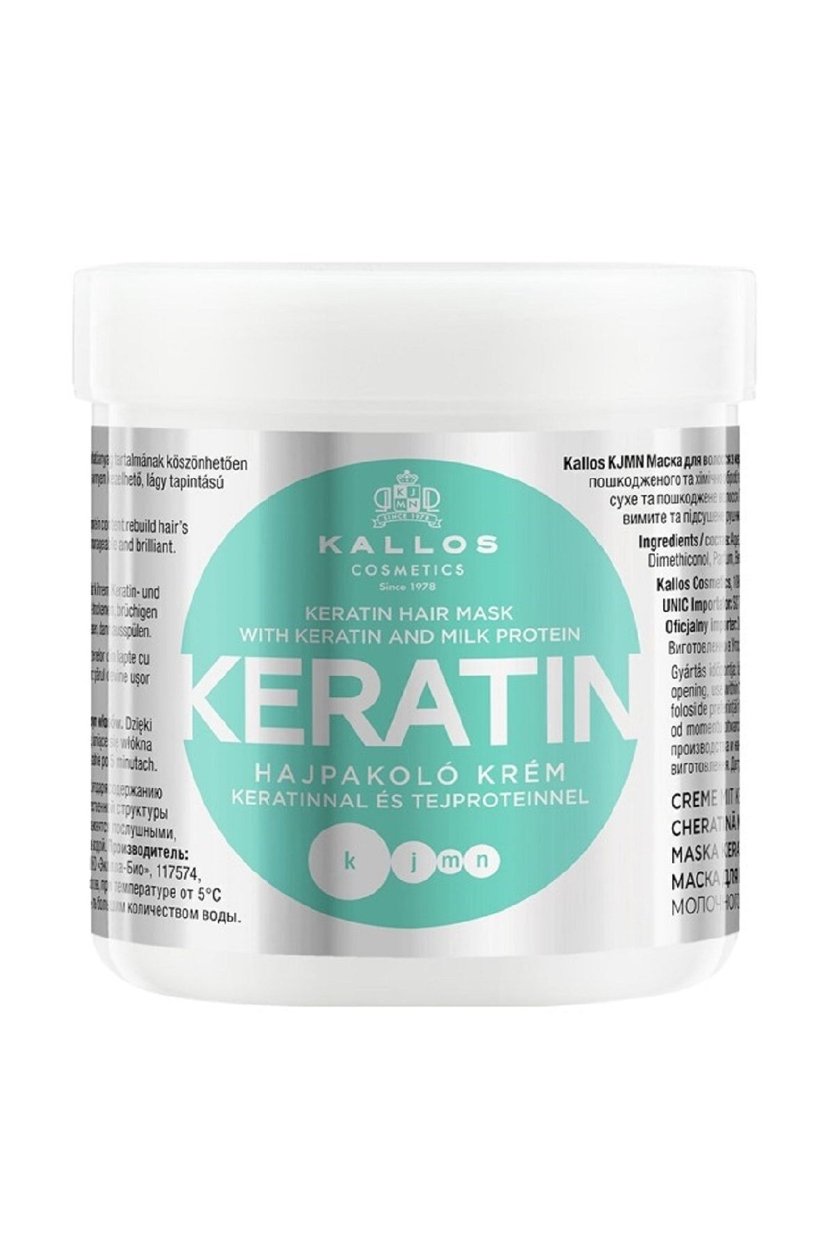 Kallos Cosmetics Keratinli Ve Süt Proteinli Keratin 500ml Saç Maskesi Kuru, Hasarlı, Kimyasal Işlem Görmüş Saçlar