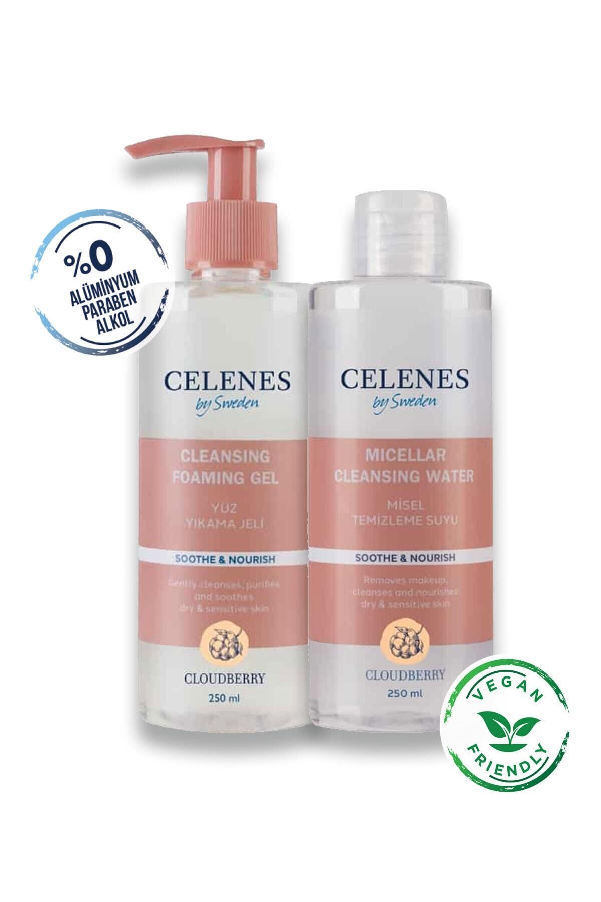 Celenes Cloudberry Yüz Temizleme Seti Ikisi Bir Arada Kuru Ve Hassas Ciltler 250 Ml + 250 Ml