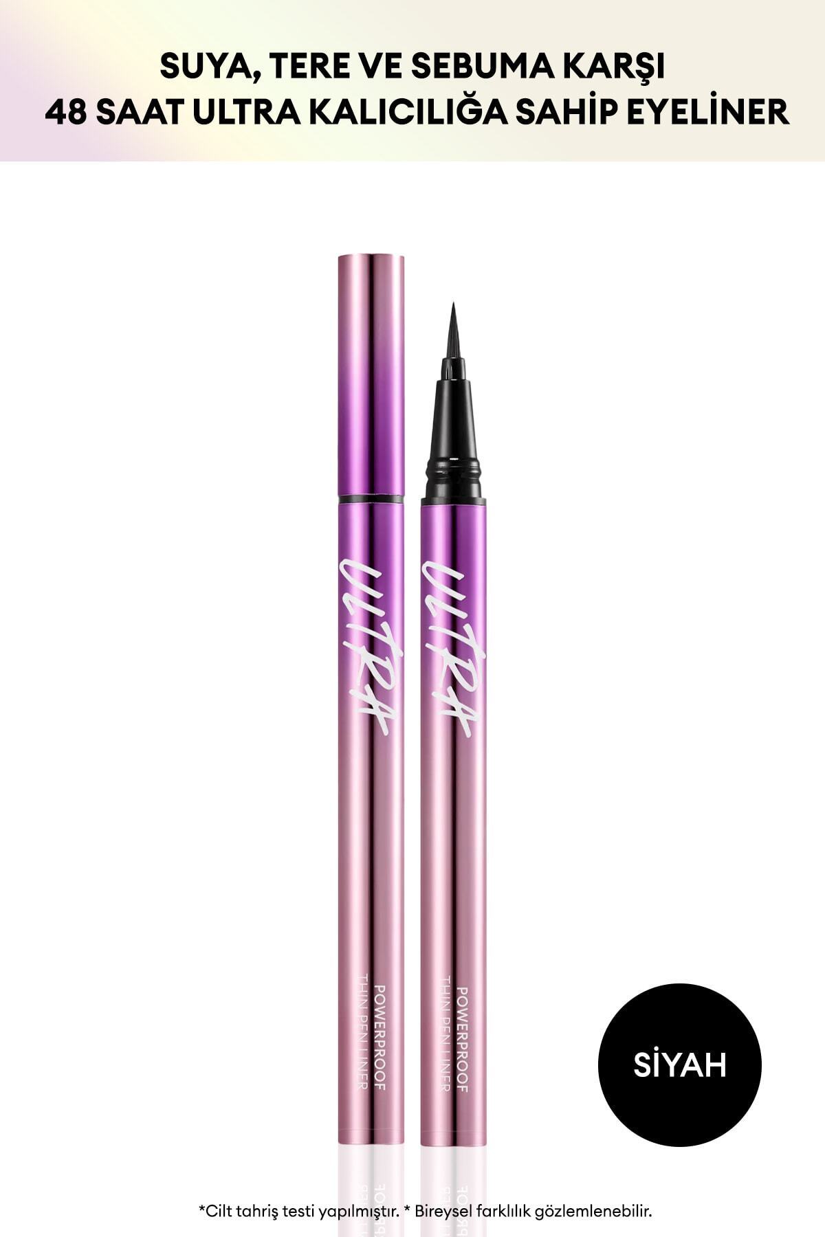 Missha Su , Ter ve Yağa Dayanıklı , 48 Saate Kadar Kalıcı Eyeliner Ultra Powerproof Thin Pen Liner (Black)
