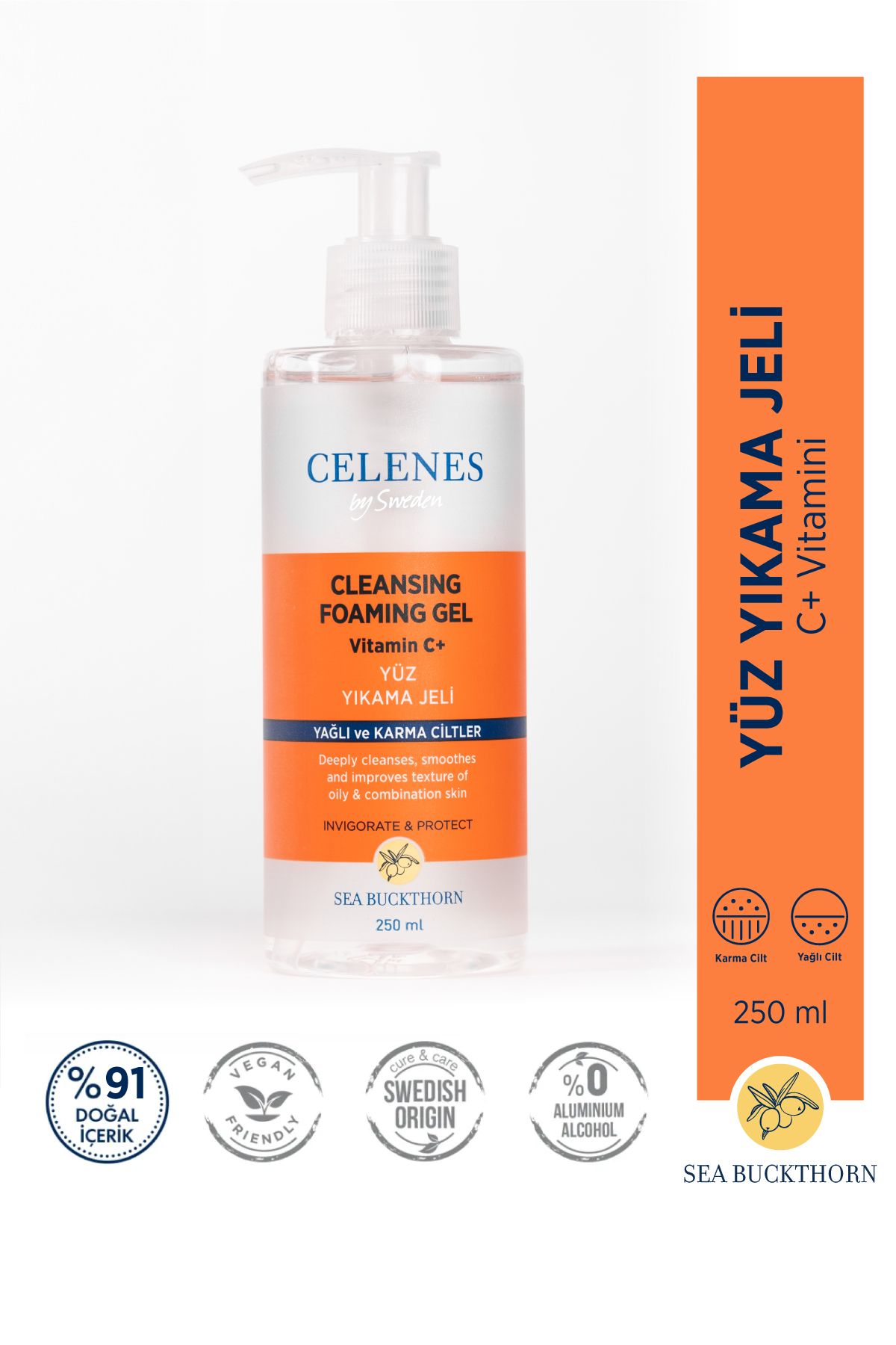 Celenes Aydınlatıcı Ve Cilt Tonu Eşitleyici Sea Buckthorn Yüz Yıkama Jeli Yağlı Ve Karma Ciltler 250 ml