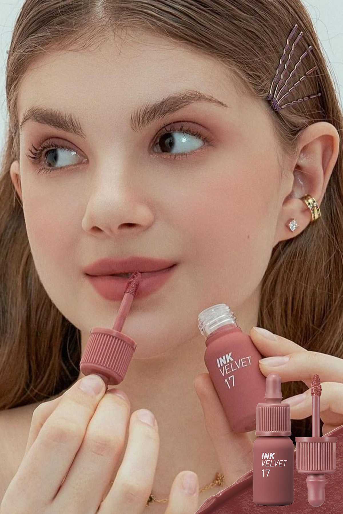 PERIPERA Yüksek Pigmentli, Kadife Görünümlü, Gün Boyu Kalıcı Tint PERIPERA Ink Velvet (17 Rosy Nude)