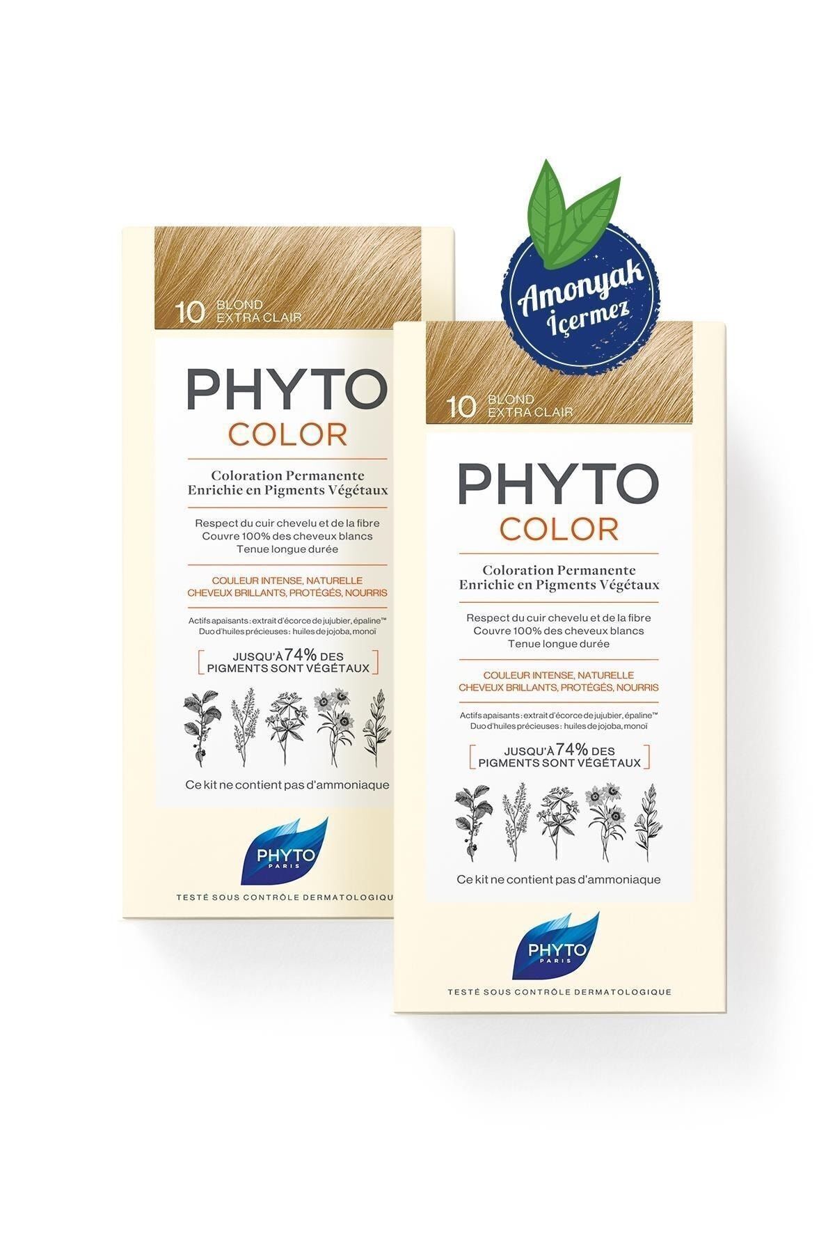 Phytocolor 10 Çok Açık Sarı Amonyaksız Kalıcı Bitkisel Saç Boyası İkili Avantaj Set