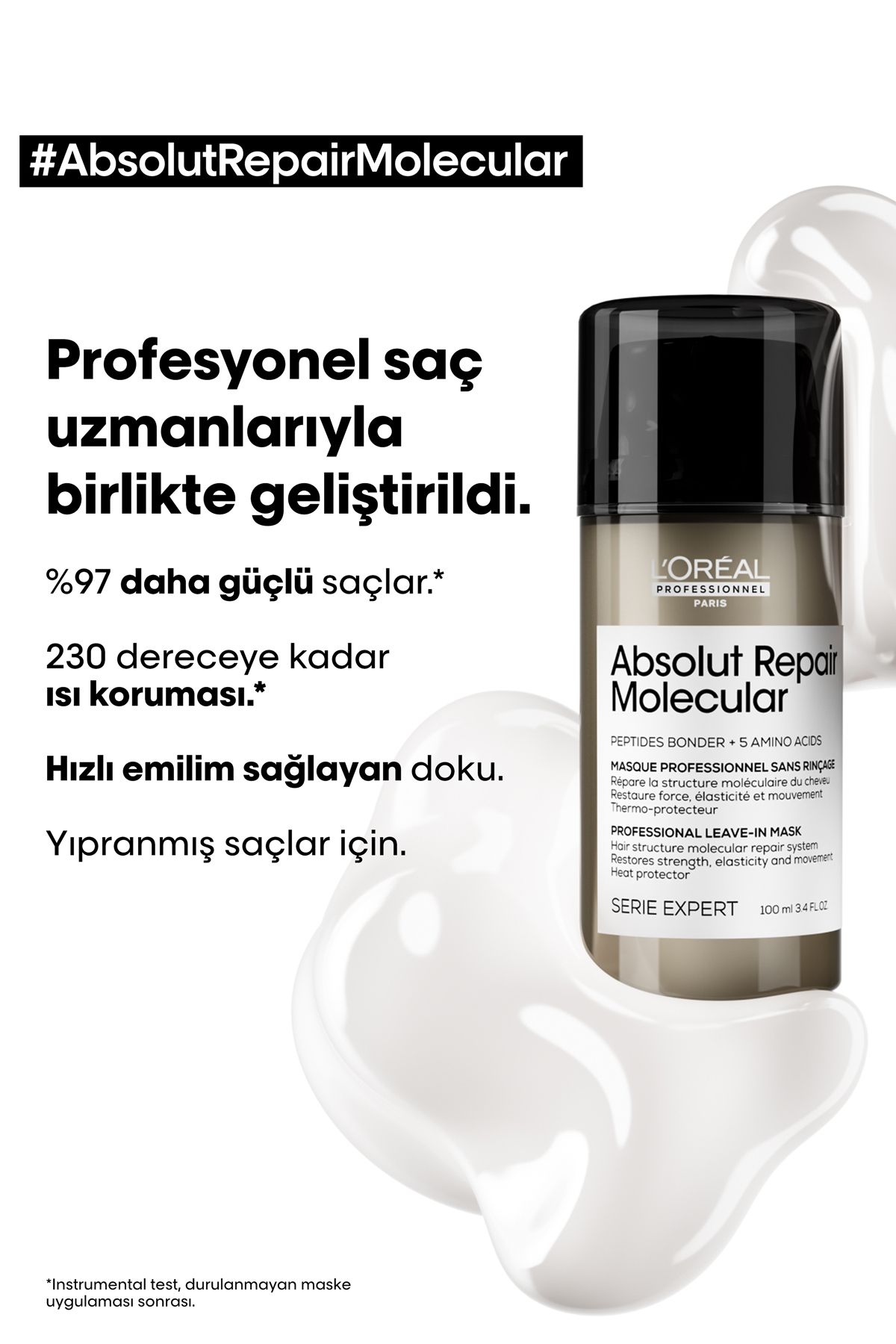 L'Oreal Paris Serie Expert Absolut Repair Molecular Tüm Yıpranmış Saçlar Için Durulanmayan mask