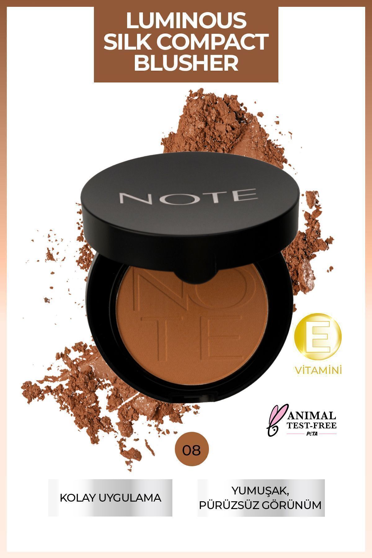 NOTE Luminous Silk Compact Blusher Toz Allık - 08 Bronze Show