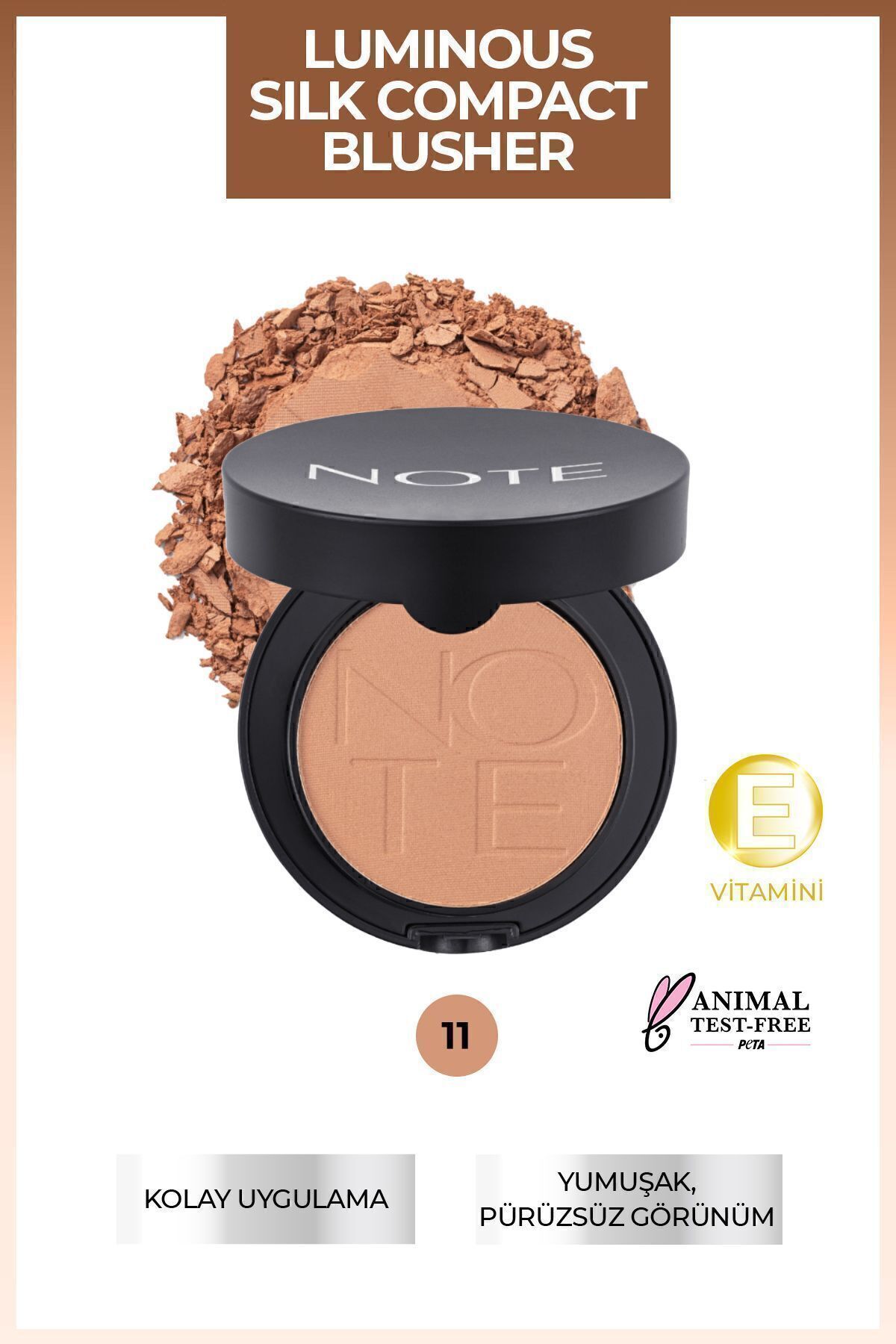NOTE Luminous Silk Compact Blusher Toz Allık - 11 Sunset