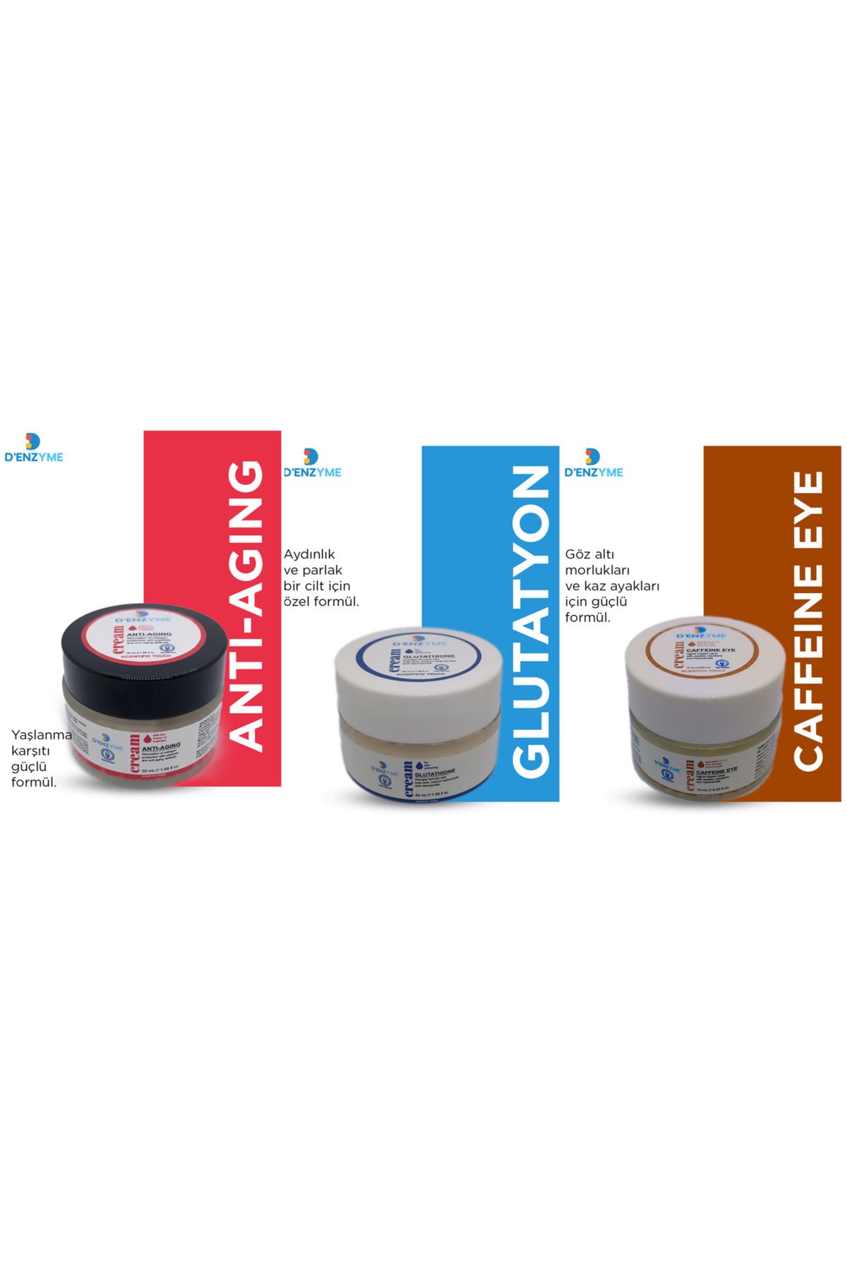 D'ENZYME Anti-Aging + Glutatyon + Kafein Krem Seti