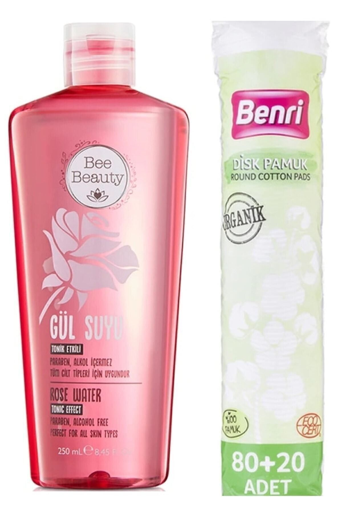 Bee Beauty Tonik Etkili Gül Suyu 250ml Ve Organik Makyaj Temizleme Pamuğu 100 Adet