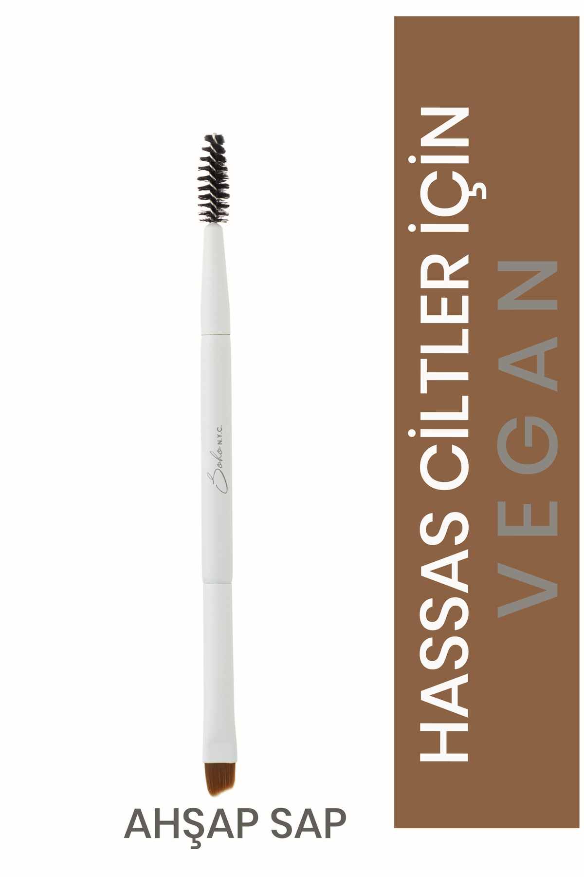 Soho N.Y.C. Vegan Kaş-kirpik Makyaj Fırçası-v710- Ahşap Sap 14.5cm