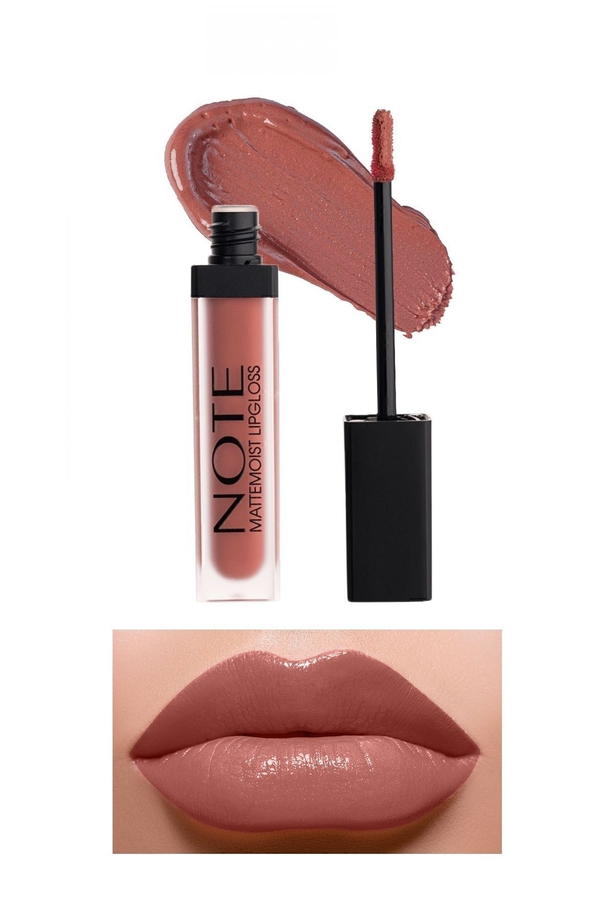 NOTE Mattemoist Lipgloss Yarı Mat Saten Bitişli Likit Ruj 413 Coral Touch - Kahverengi